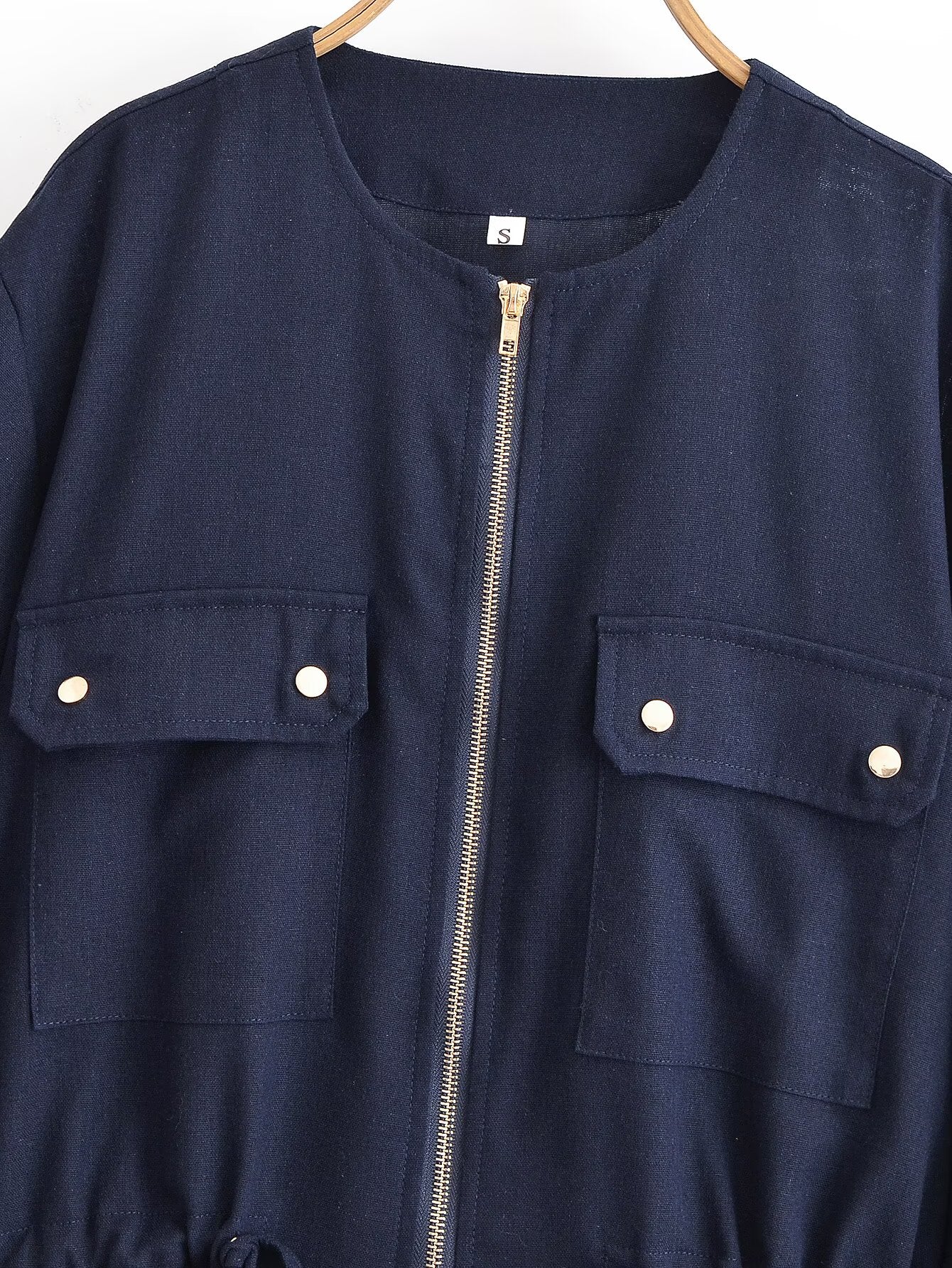 Women's new fashion with drawstring long sleeved linen blend jacket coat