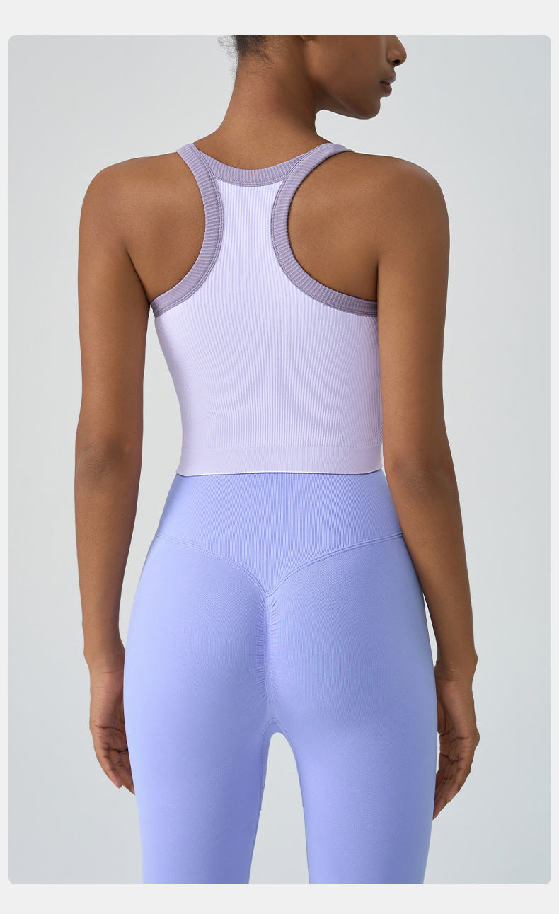 Women's New Yoga Chest Pad One Long Breathable Running High-intensity Sports Vest