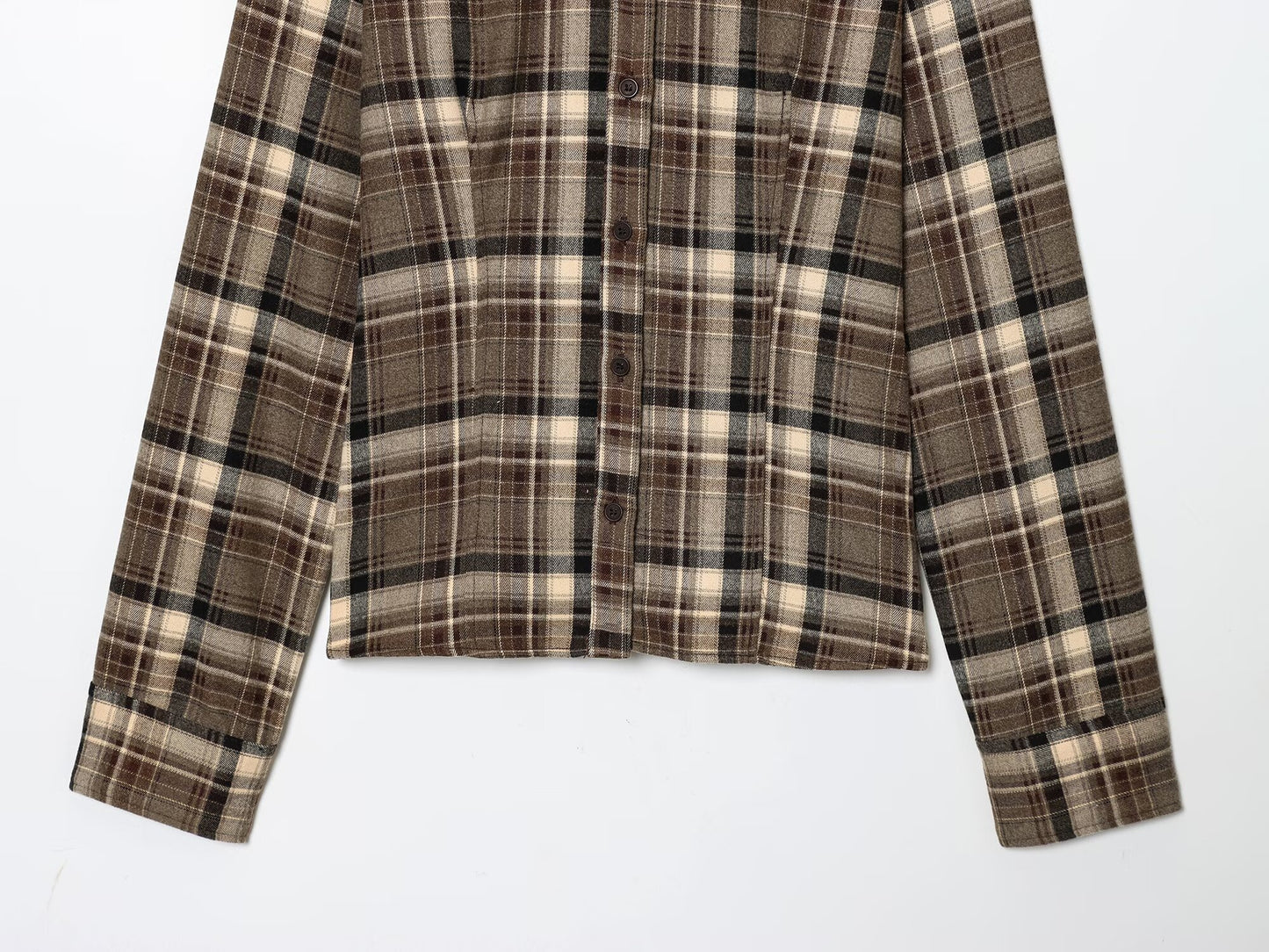 Women's new fashion slim single breasted plaid shirt