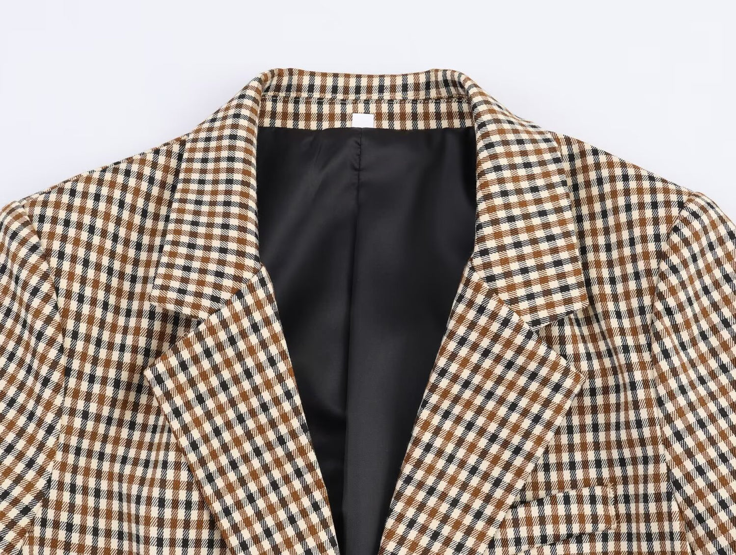 Women's new fashion loose single breasted checkered suit jacket+Pants suit