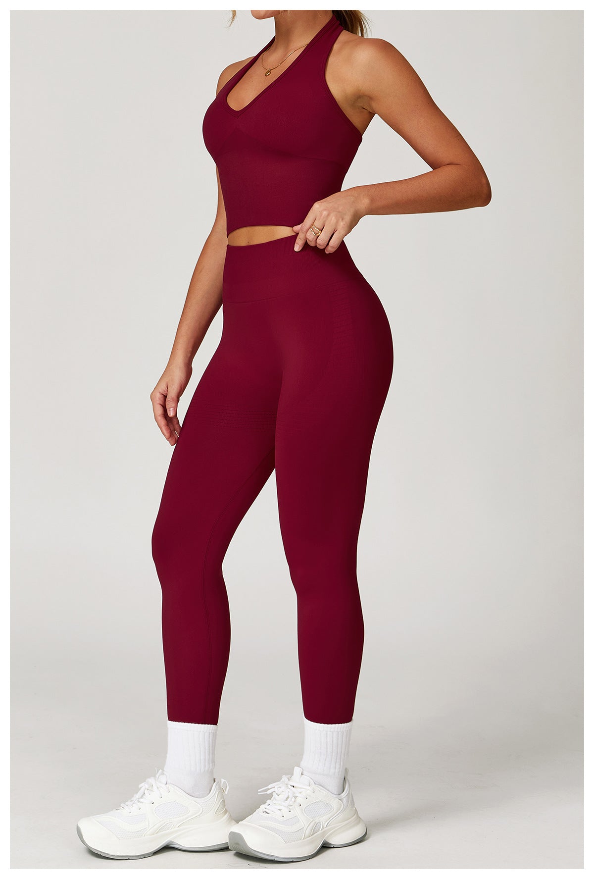 Women's New Fashion Breathable Neck Back Yoga Bra Tight High Waist Hip Yoga Pants