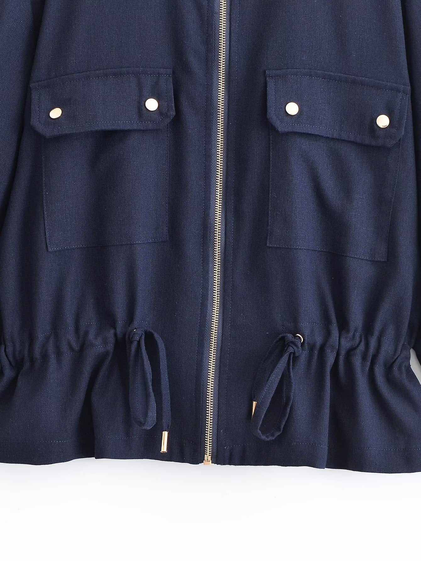 Women's new fashion with drawstring long sleeved linen blend jacket coat