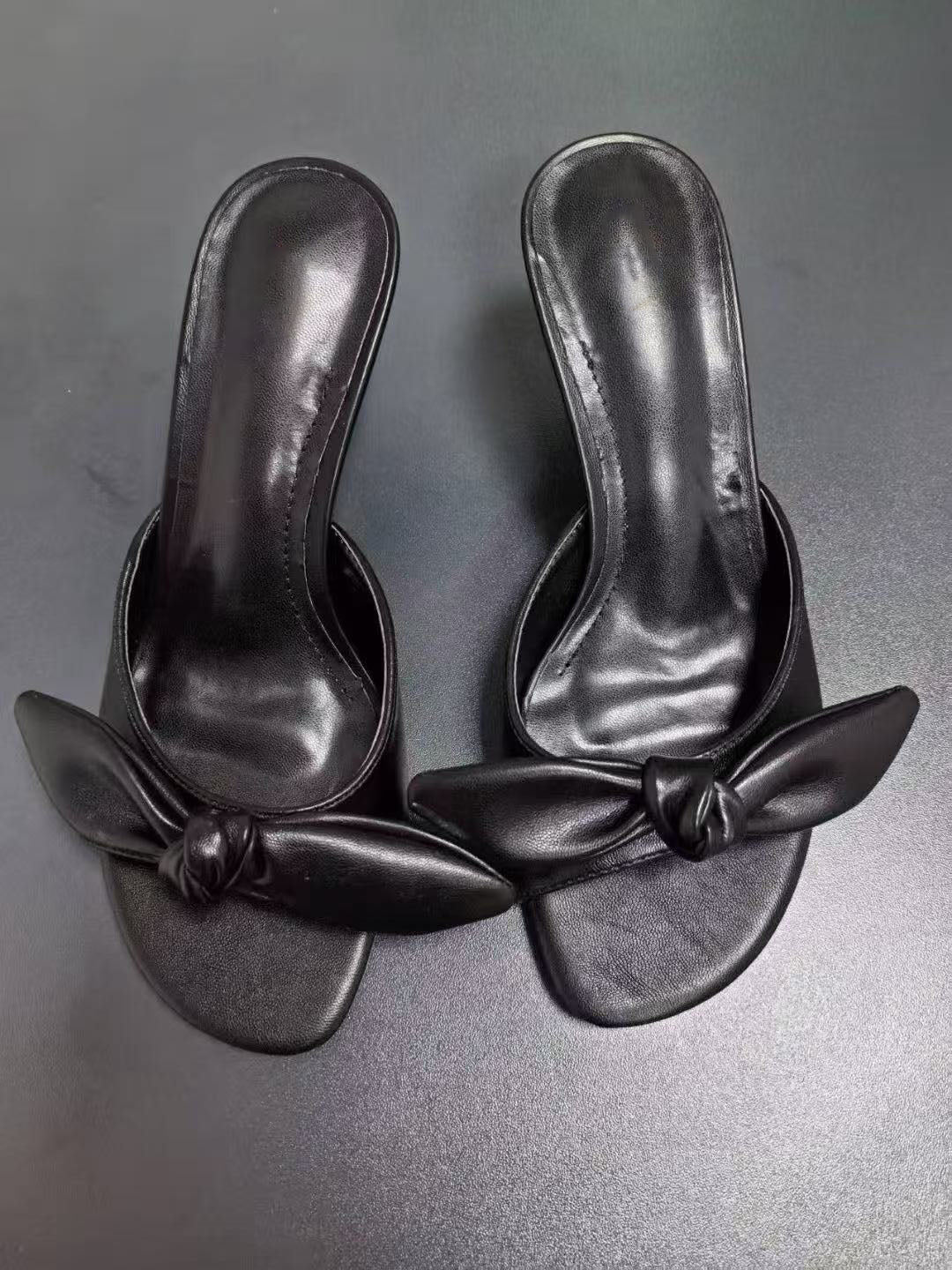 Women's 2025 New Fashion Joker Bow Decorated High Heels Sandals with Slippers.