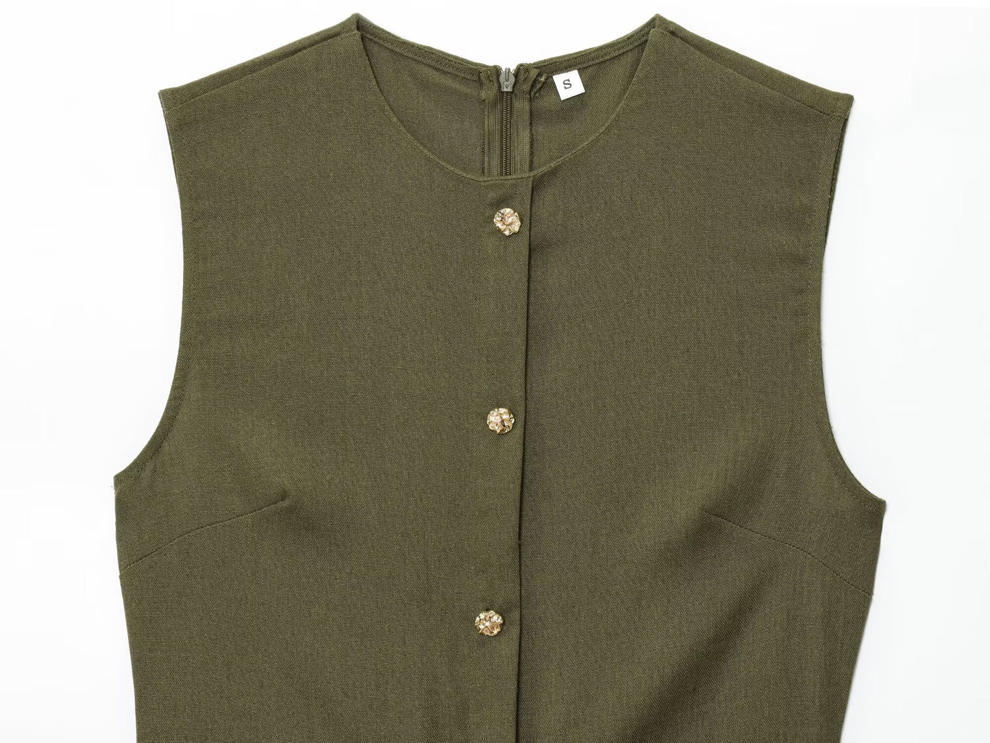 Women's New Fashion With Belt Linen Blended Sleeveless Midi Dress