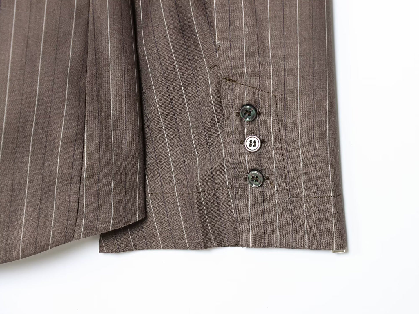 Women's New Fashion With Belt Loose Shoulder Pads Striped Suit Coat+Pants Suit