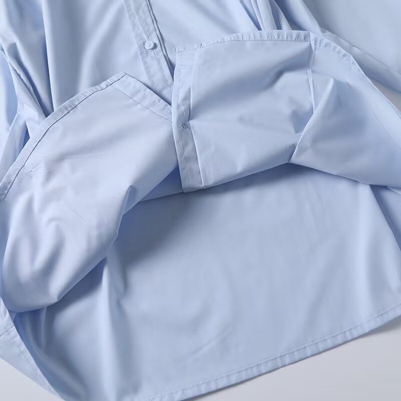 Women's new fashion waist button decoration casual versatile shirt retro long sleeved women's shirt chic top