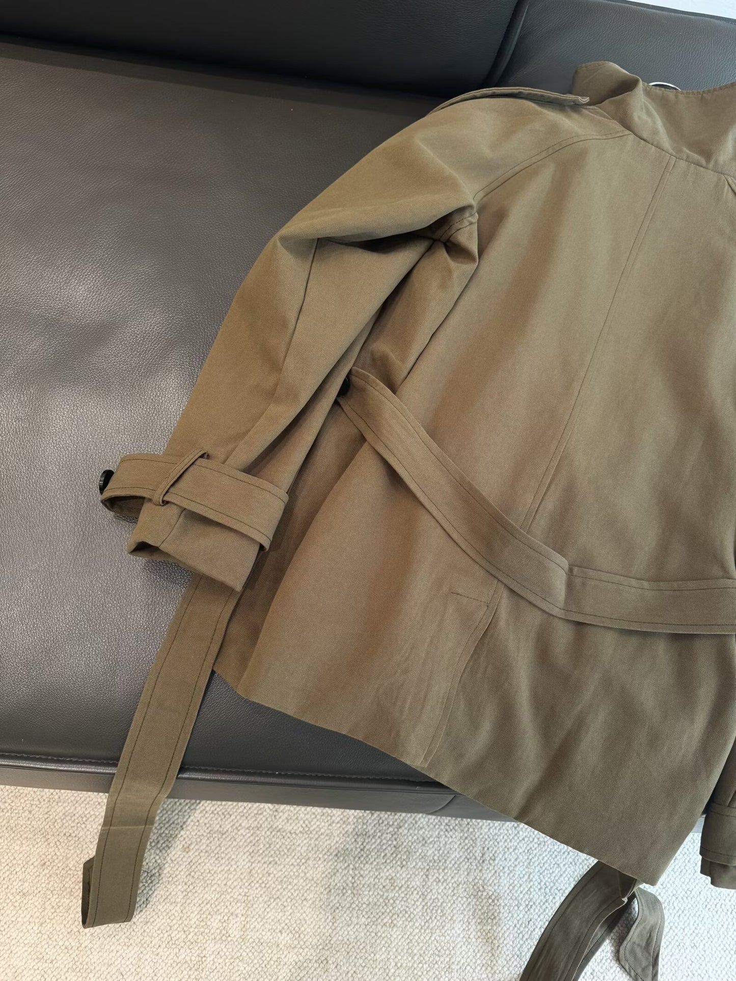 Women's 2025 New With Belt Stand Collar Cotton Windbreaker Coat