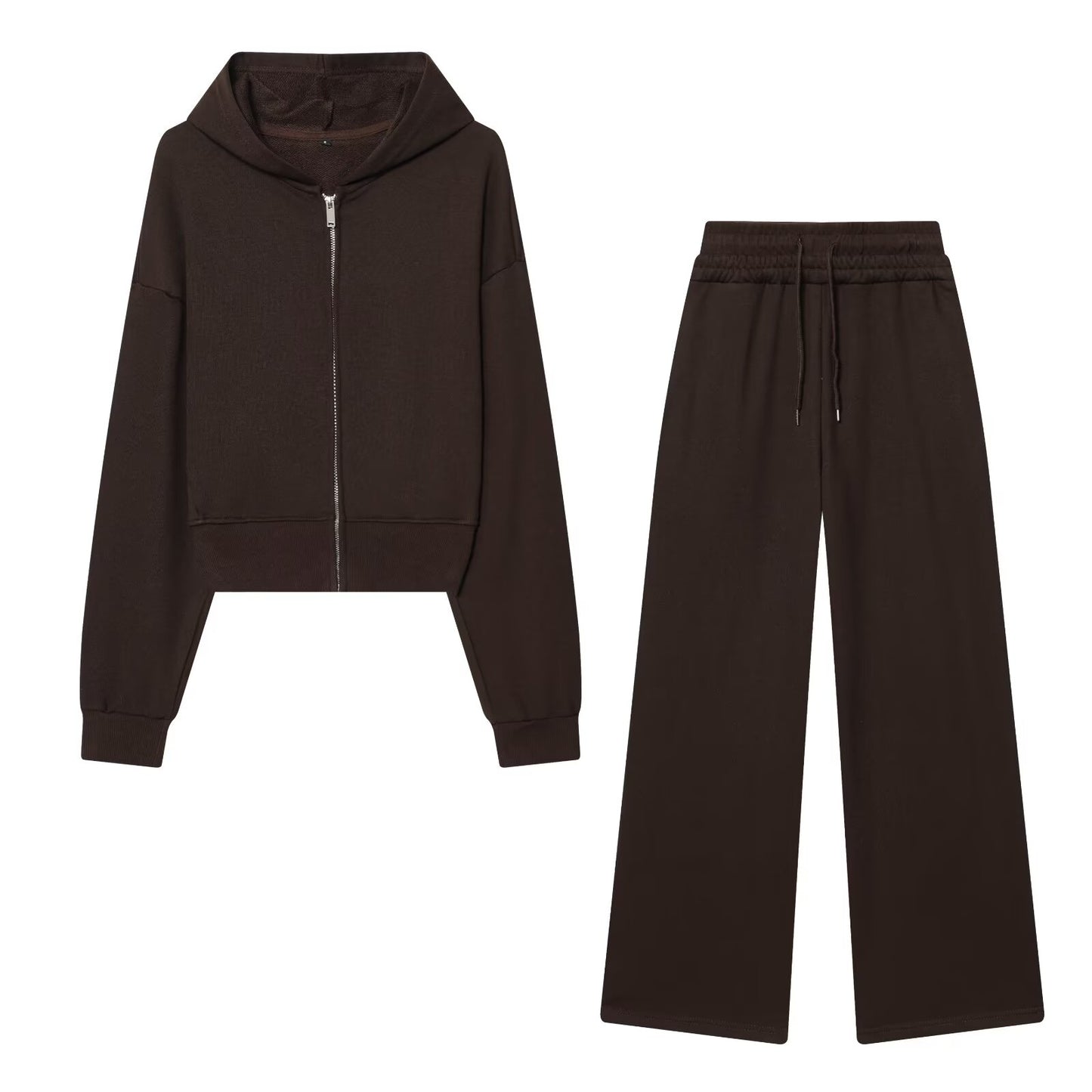 suit Women's 2 pieces long sleeved hooded short hoodie+Pants