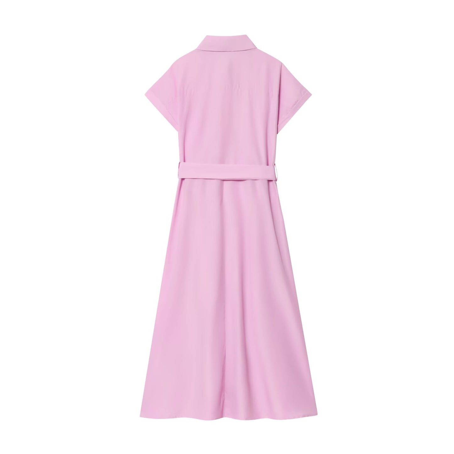 Women's 2025 Fashion With Belt Poplin Shirt style Midi Dress