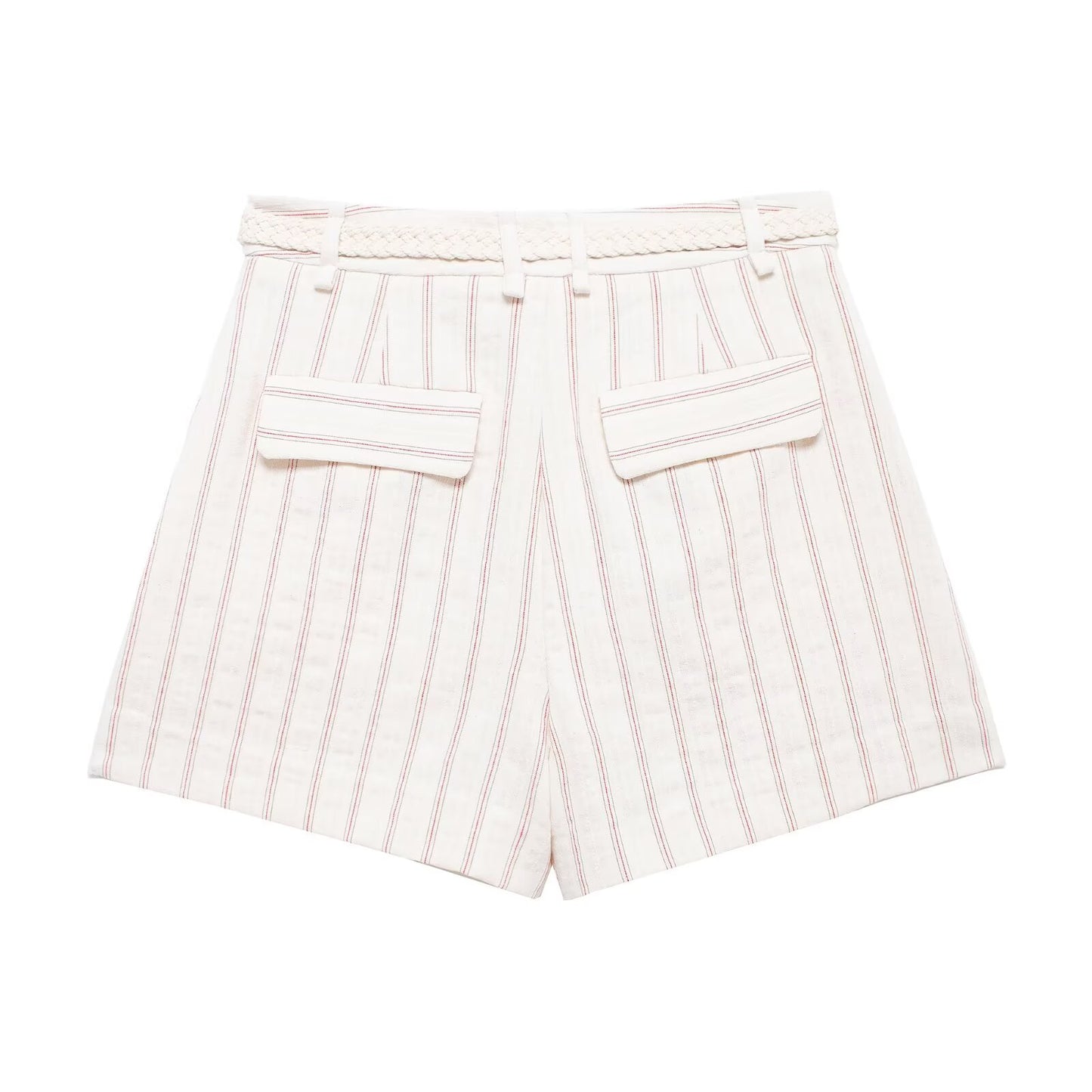 Women's new fashion striped single breasted V-neck vest+shorts