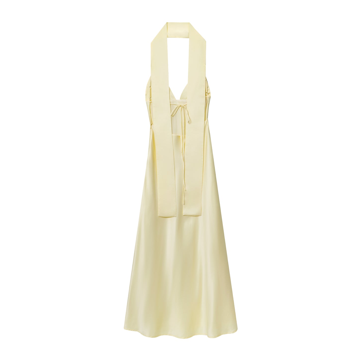 Women's New Fashion Scarf Decoration Satin Texture suspender Midi Dress