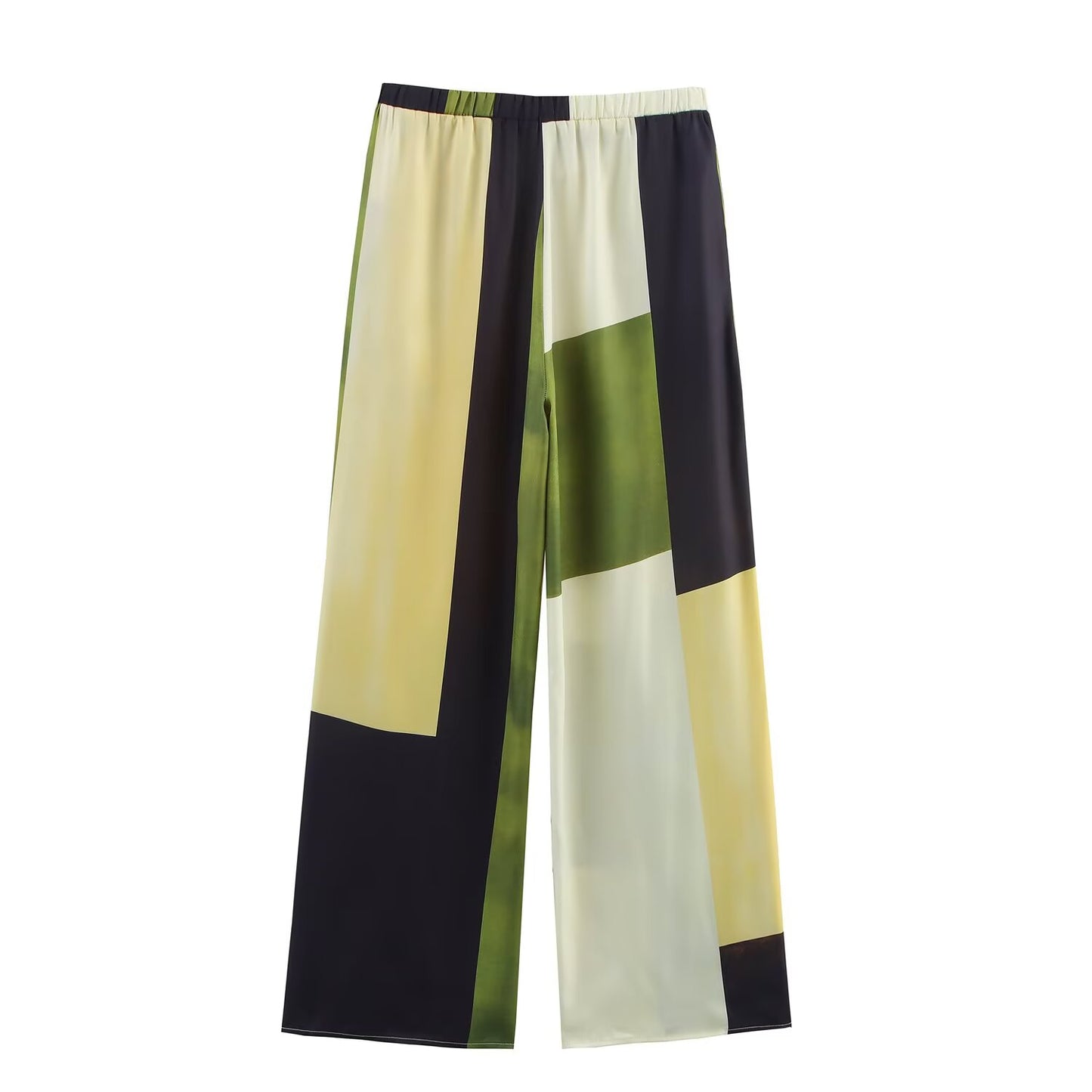 Women's 2025 new fashion loose satin texture printed shirt+Pants suit