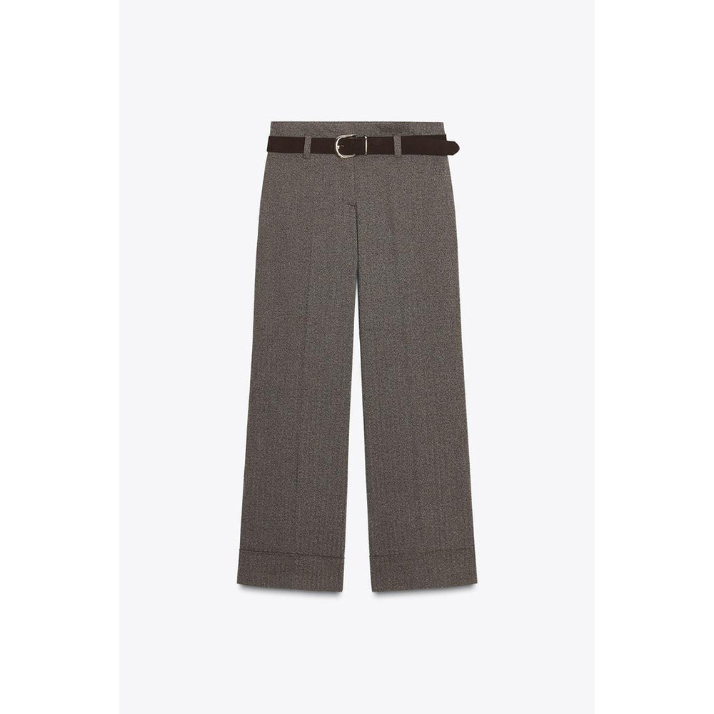 Women's new fashion with Belt casual herringbone diagonal pants