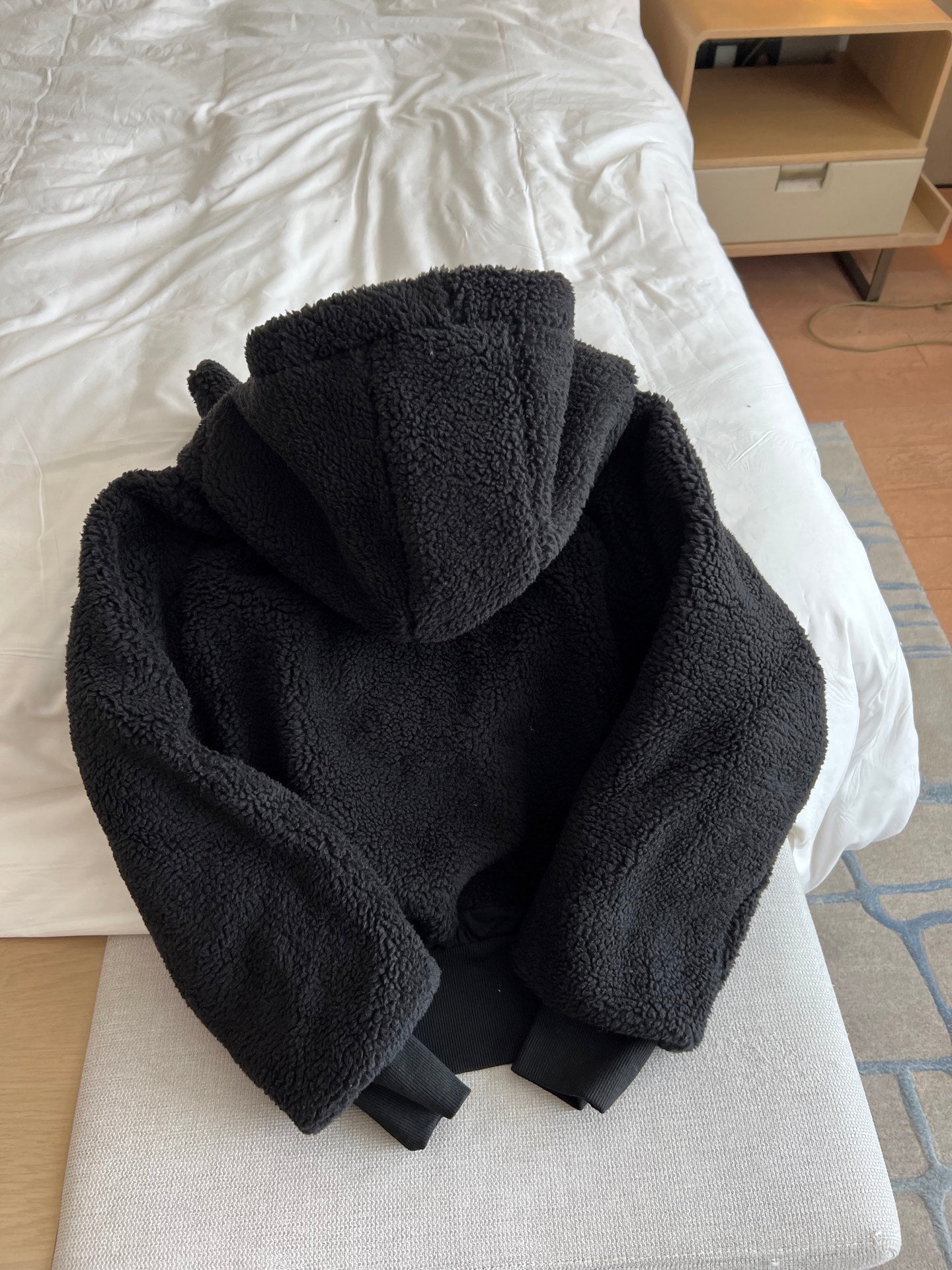 Women's new fashion casual versatile hooded lamb wool short jacket