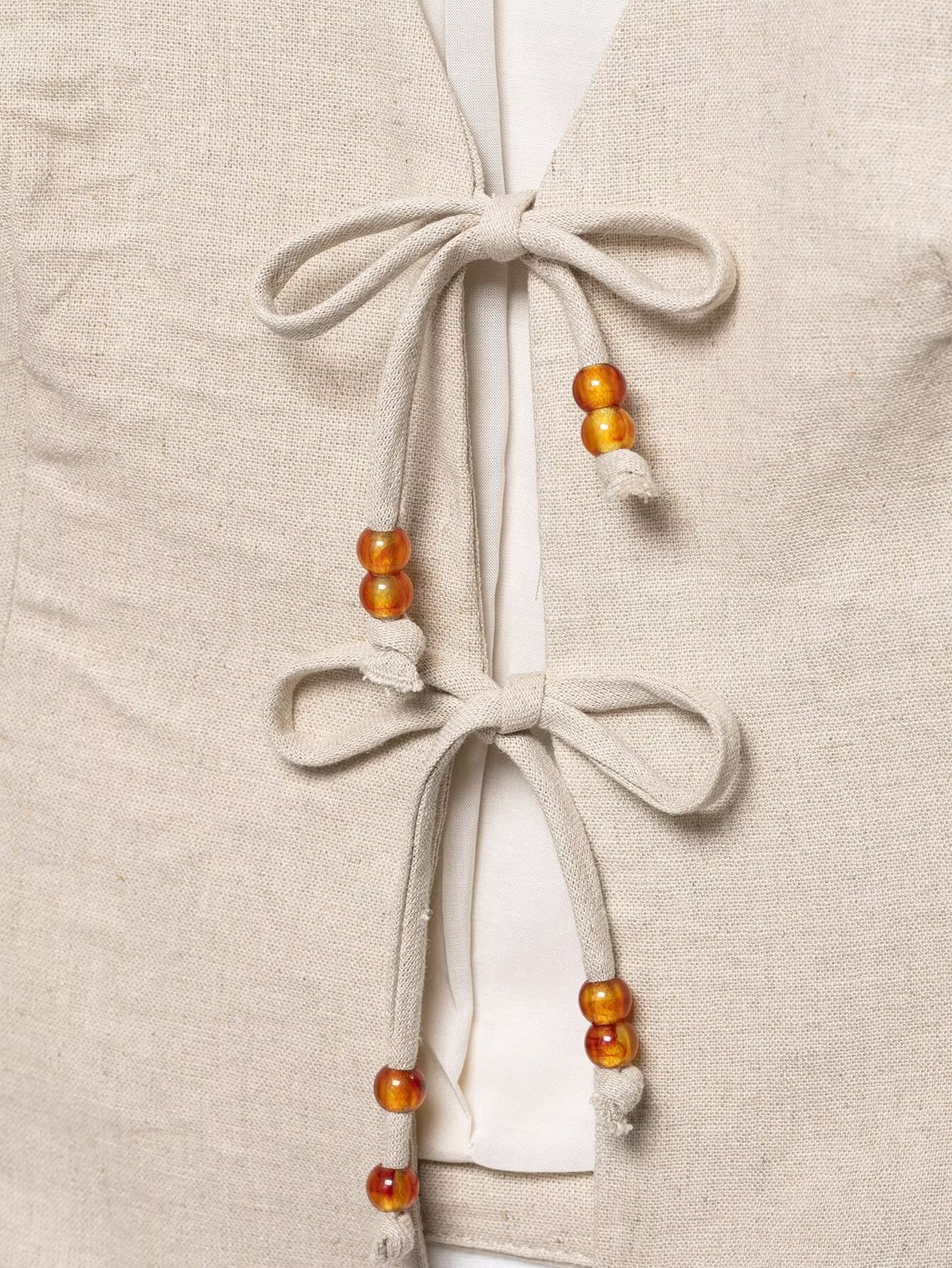 Set woman 2 pieces new short sleeveless linen blend V-neck vest+shorts suit