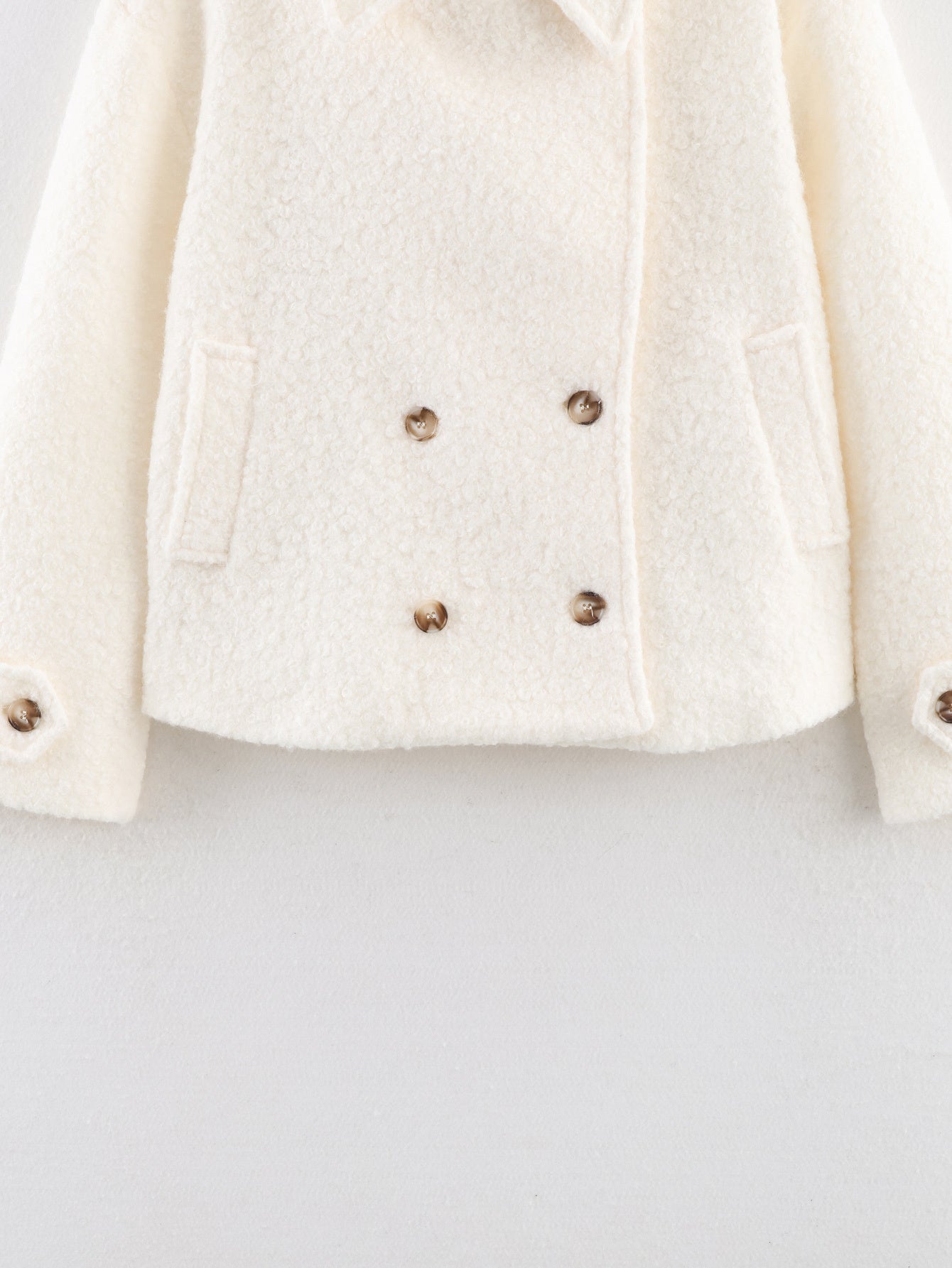 Women's loose double breasted looped fleece Coat