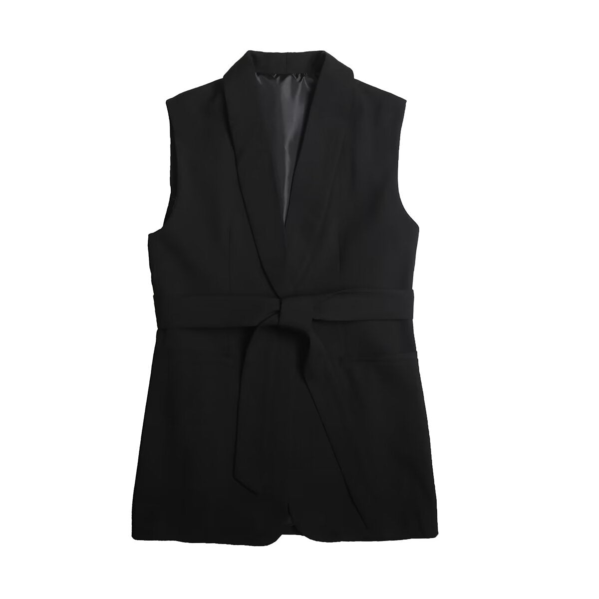 Women's 2025 Fashion With Belt Dress Collar Sleeveless Vest Top