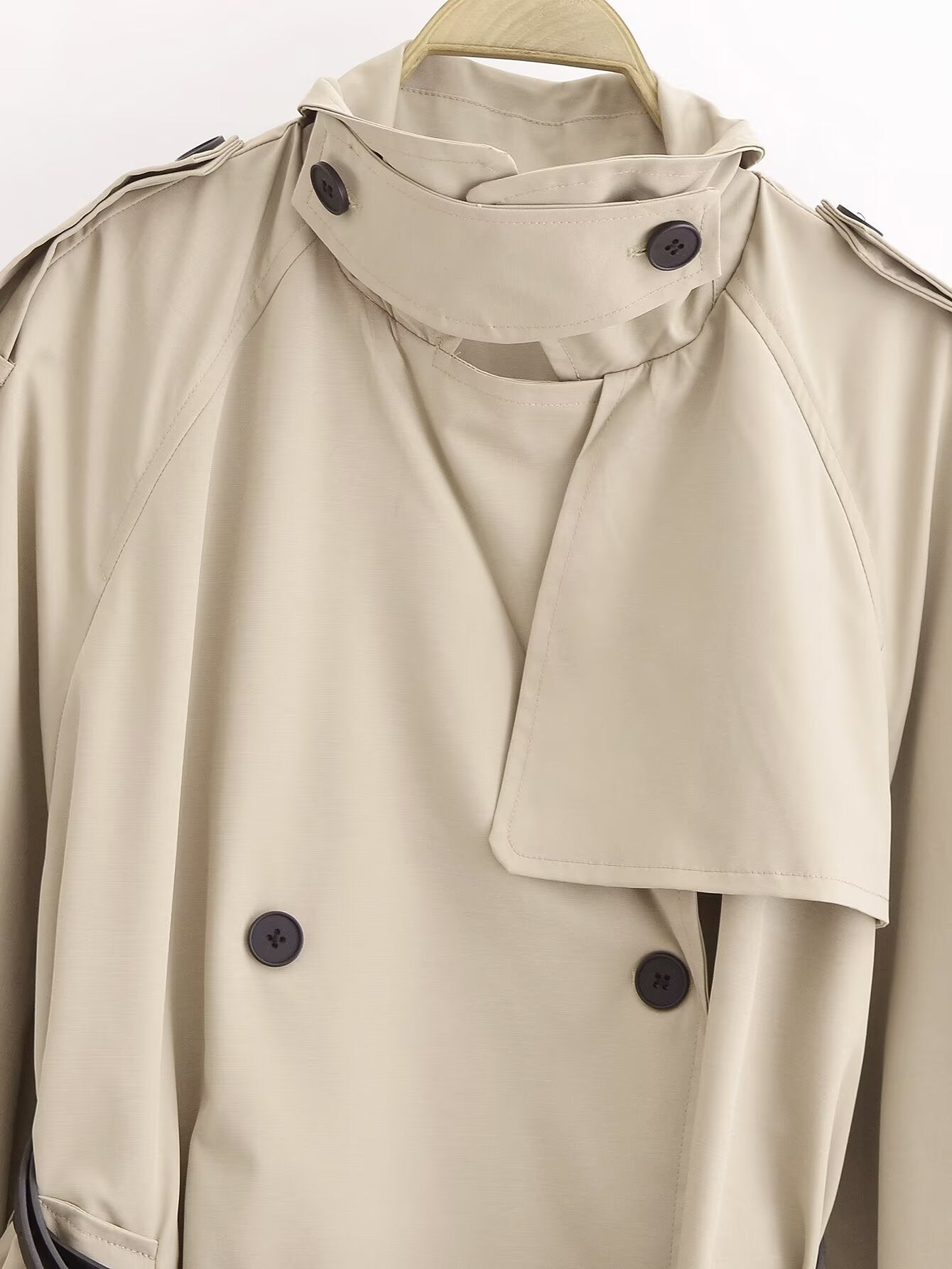 Women's new fashion with Belt loose double breasted windbreaker Coat