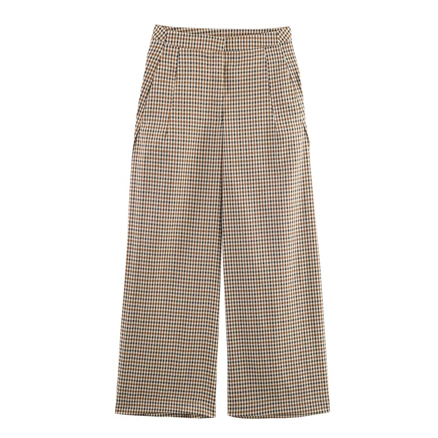 Women's new fashion loose single breasted checkered suit jacket+Pants suit