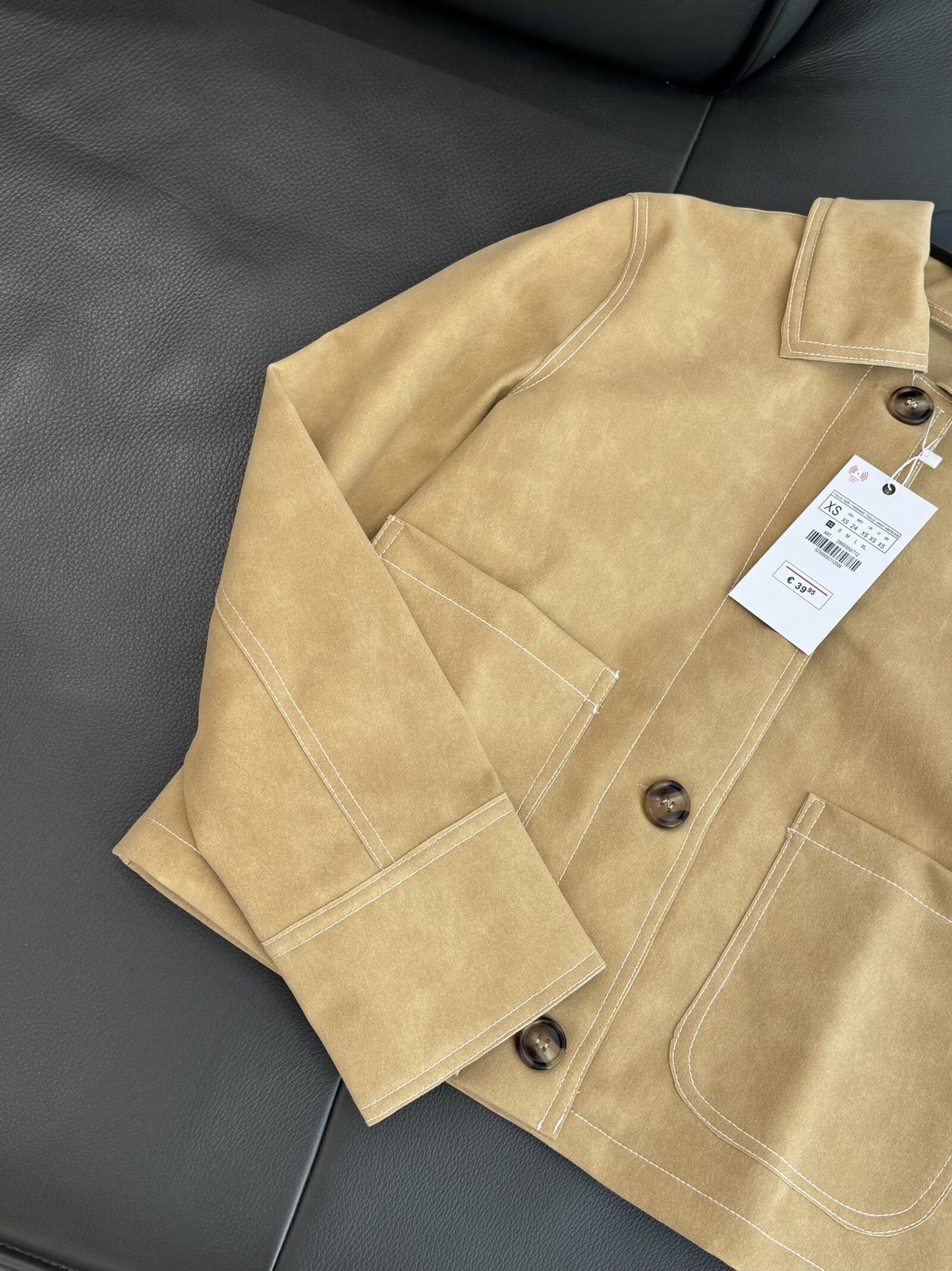 Women's autumn fashion casual suede texture leather Coat