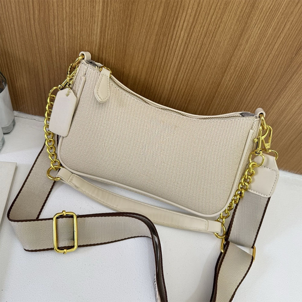 Women's New Temperament Joker Metal Chain Woven Bag with Underarm Bag