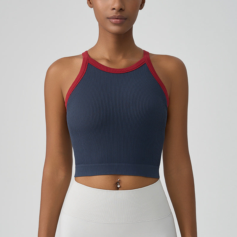 Women's New Yoga Chest Pad One Long Breathable Running High-intensity Sports Vest