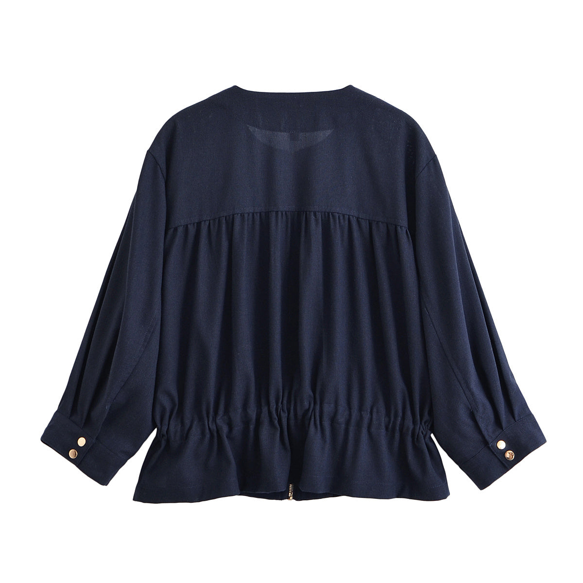 Women's new fashion with drawstring long sleeved linen blend jacket coat