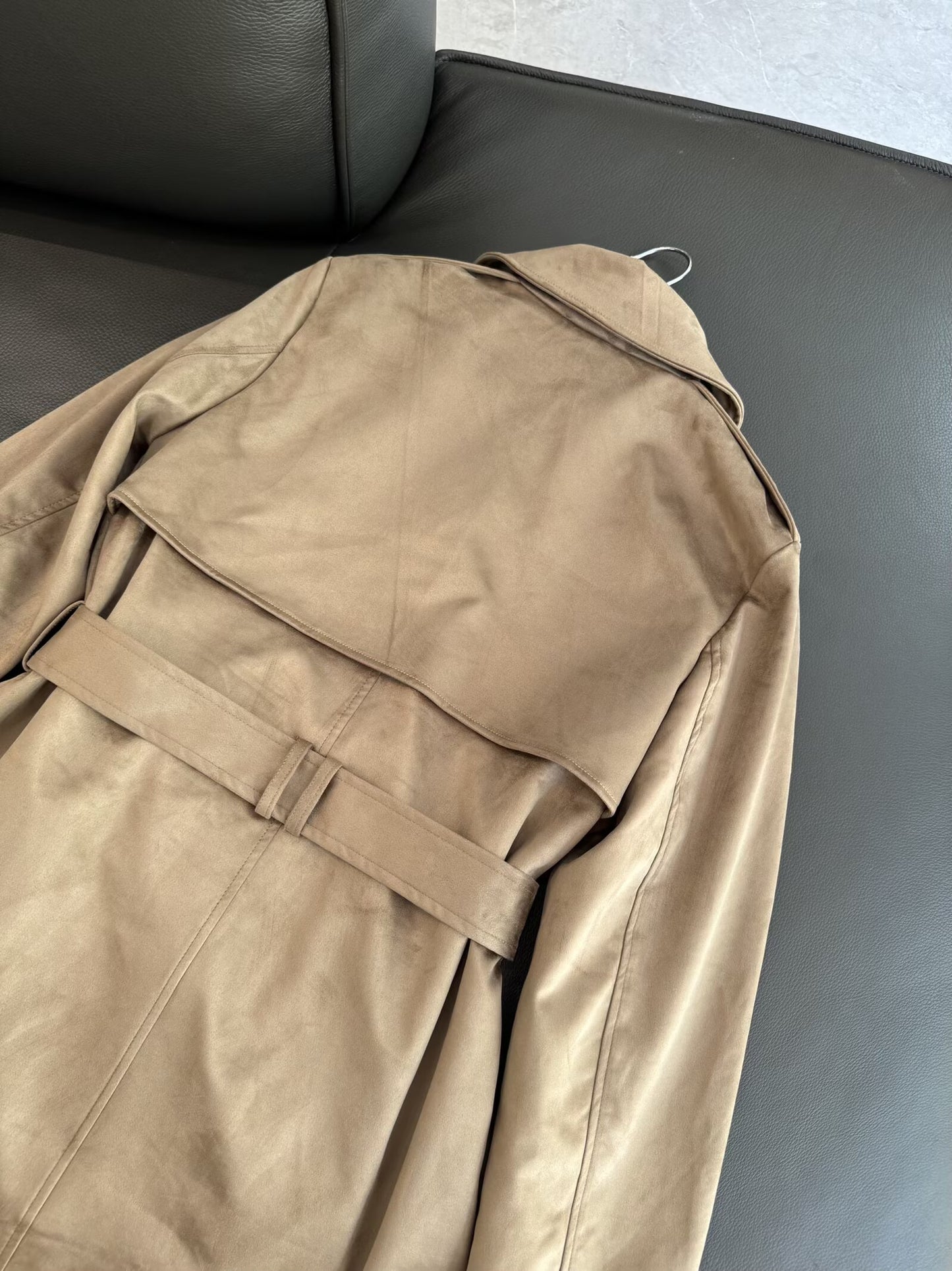 Women's new fashion Anti suede effect long style windbreaker Coat