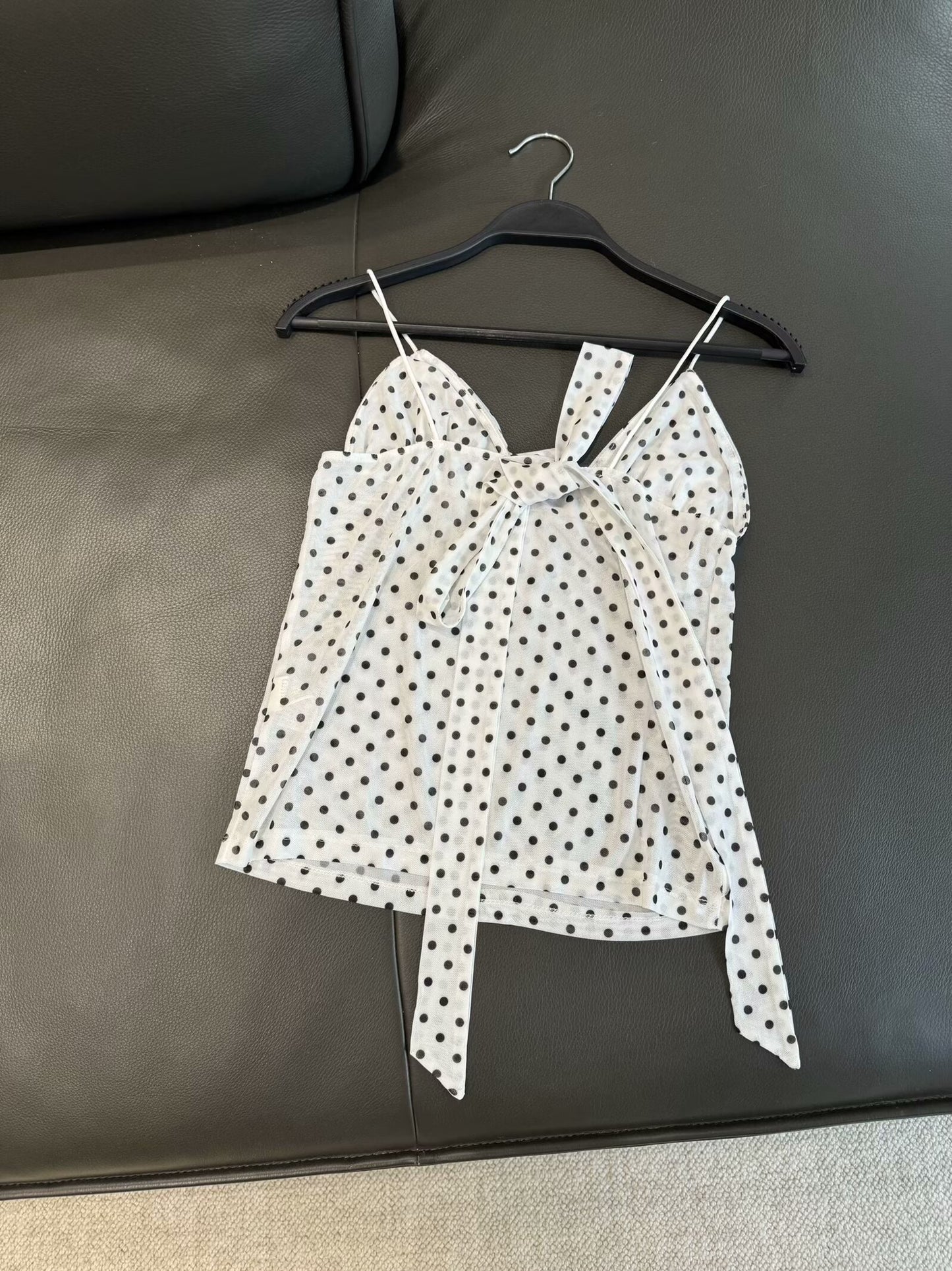 Women's new fashion scarf decoration polka dot print suspender top