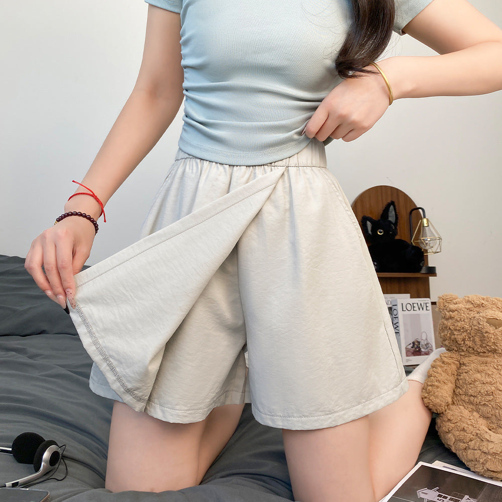 Women's New Ice Silk Quick-drying A-word Tooling Skirt Short Cropped Pants Skirt