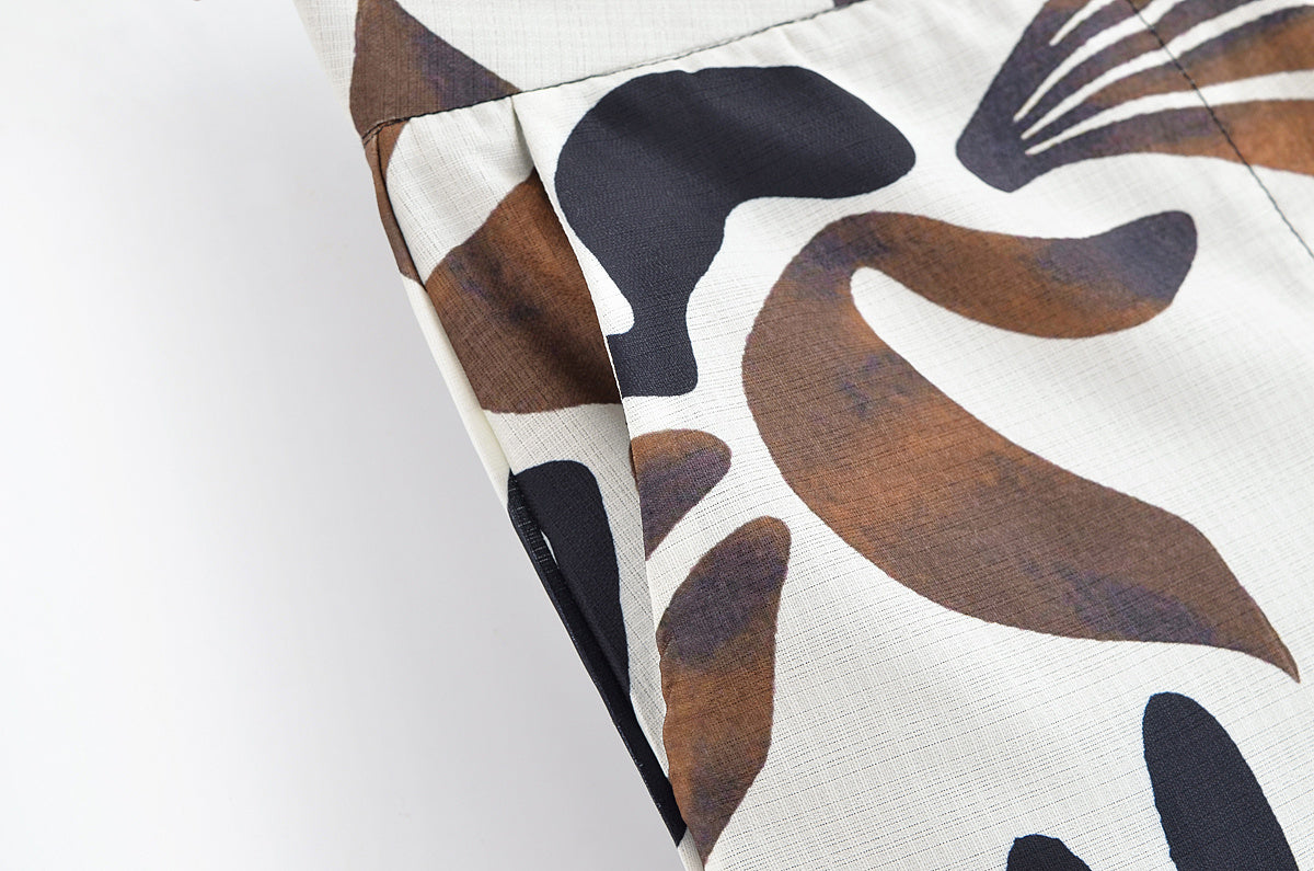 Women's 2025 new fashion mid waist retro printed casual pants