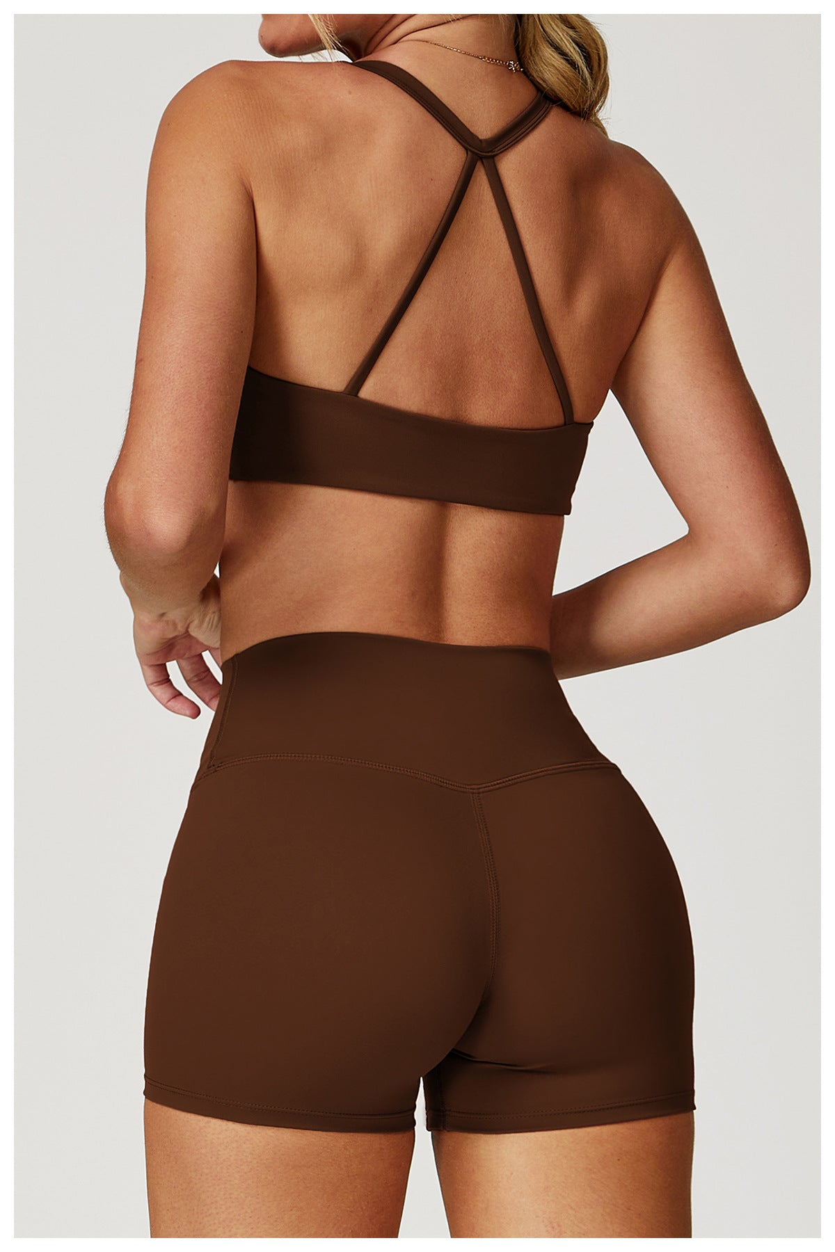 Women's New Fashion Cross bra outdoor fitness vest Sanding Tight Yoga Shorts Women's High Waist Abdomen Fitness Pants.
