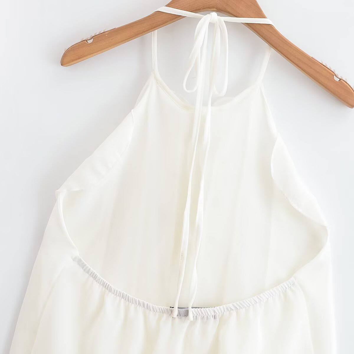 Women's summer fashion ruffle design sleeveless chiffon halter neck top