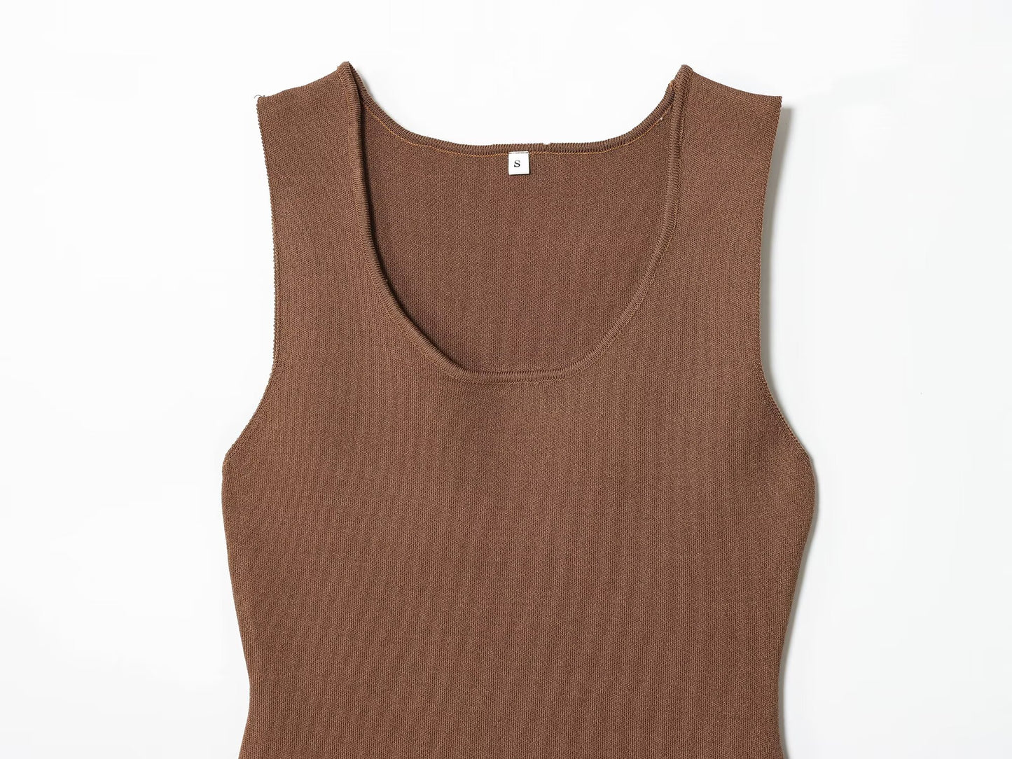 Women's New Fashion Sleeveless Knitted Splicing Midi Dress