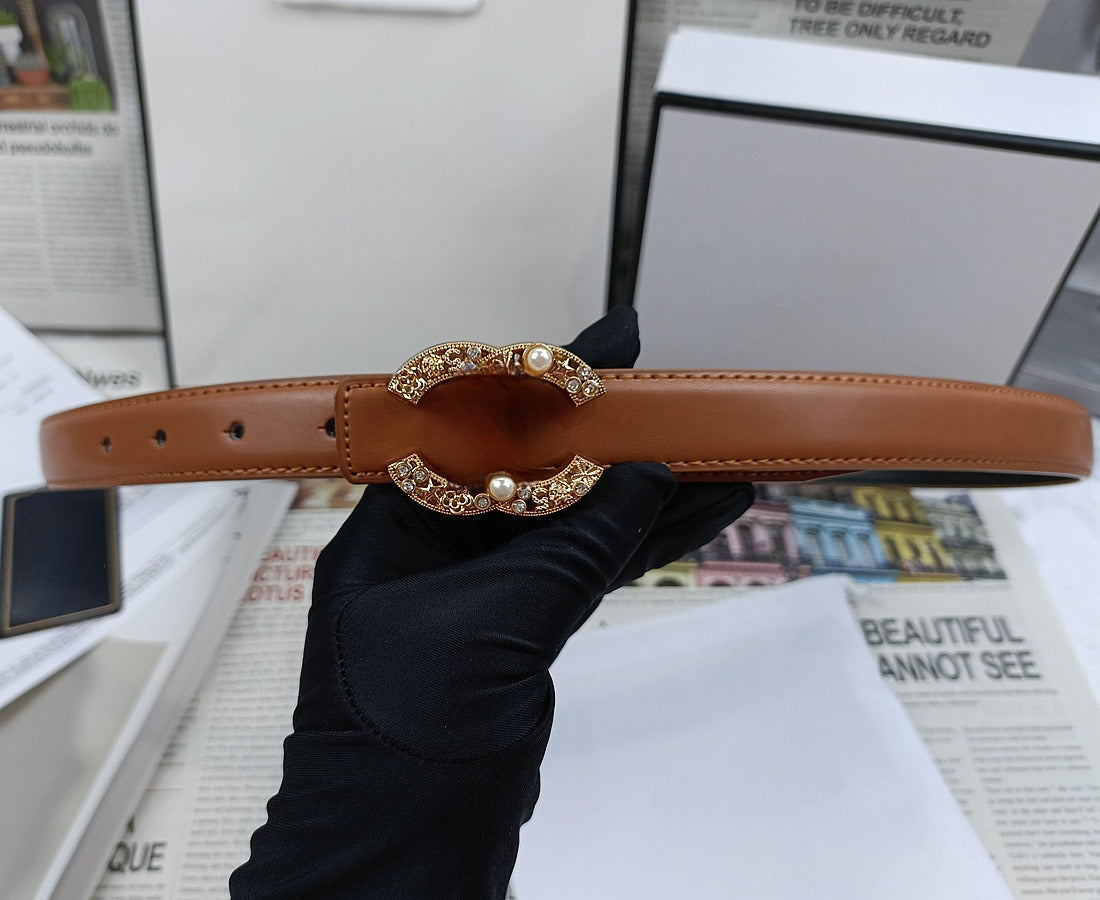 Women's new Joker Gold Silver rhinestone metal decorative fine thin belt belt With a box