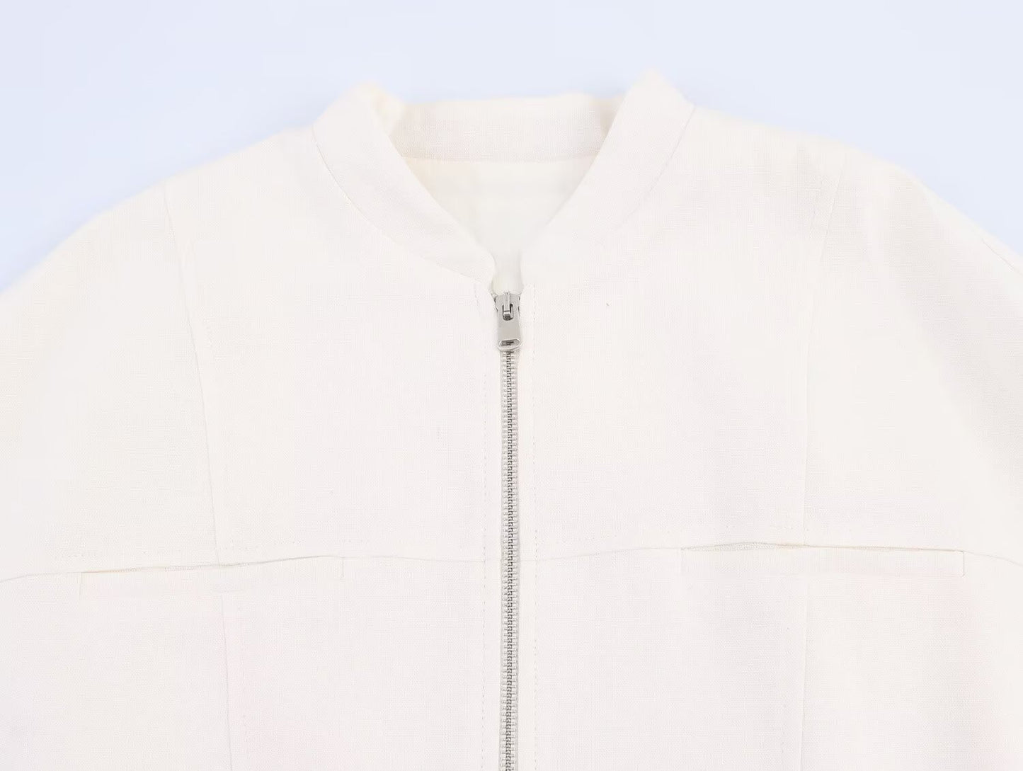 Women's new fashion loose linen blend rollable sleeve jacket coat