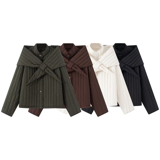 Women's winter New detachable scarf design stand collar cotton Coat