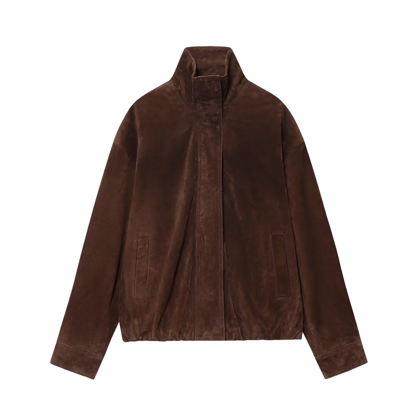 Women's new fashion anti suede effect casual stand collar jacket Coat