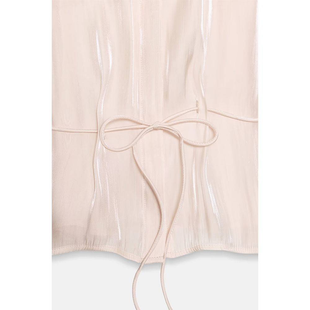Women's metallic effect paired with belt shirt
