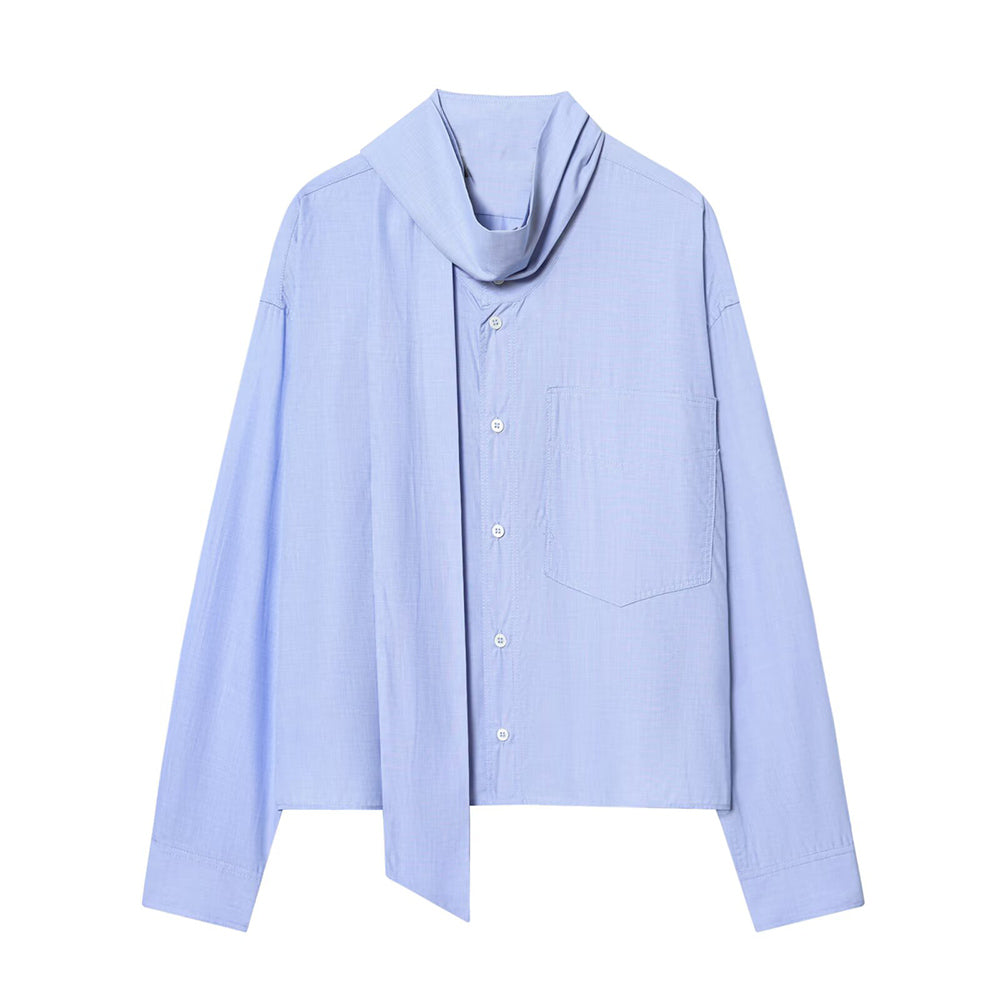 Women's bow decoration casual button up shirt