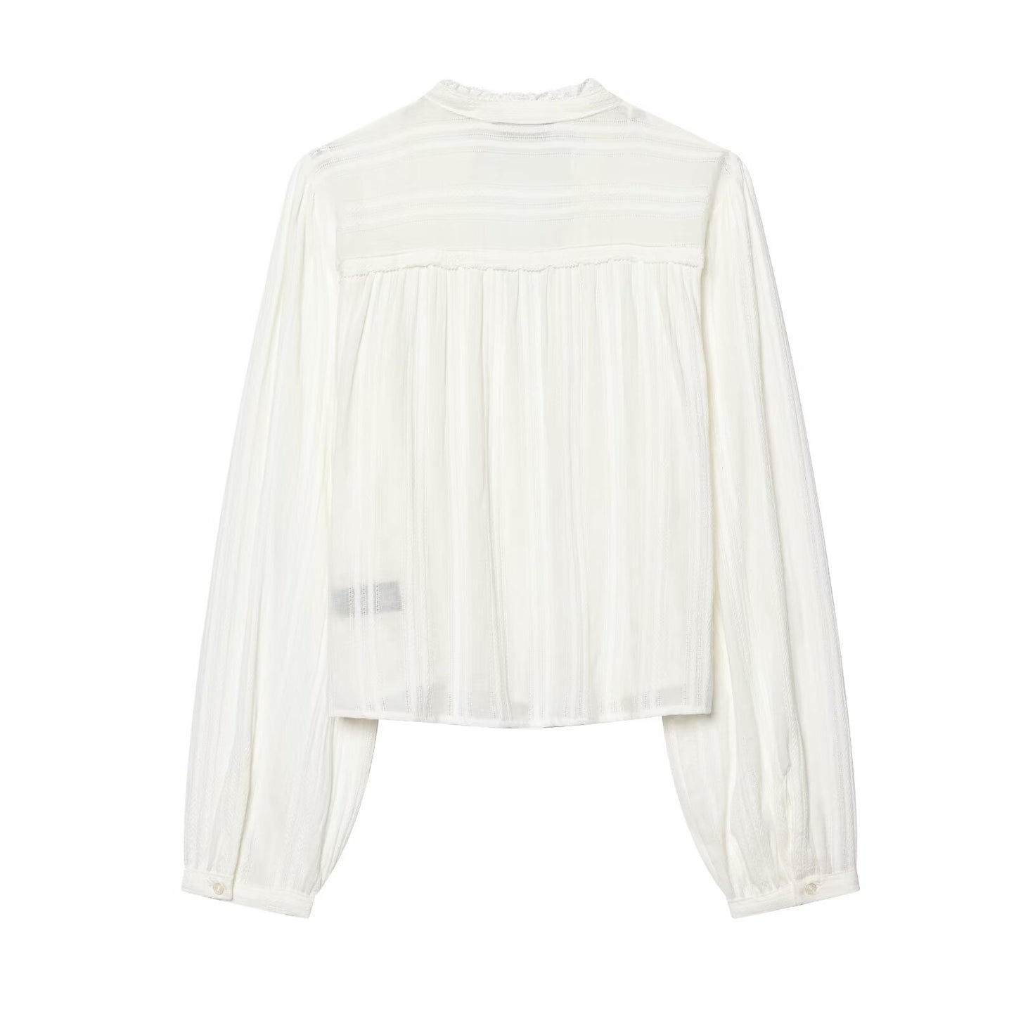 Women's lace decoration short V-neck shirt