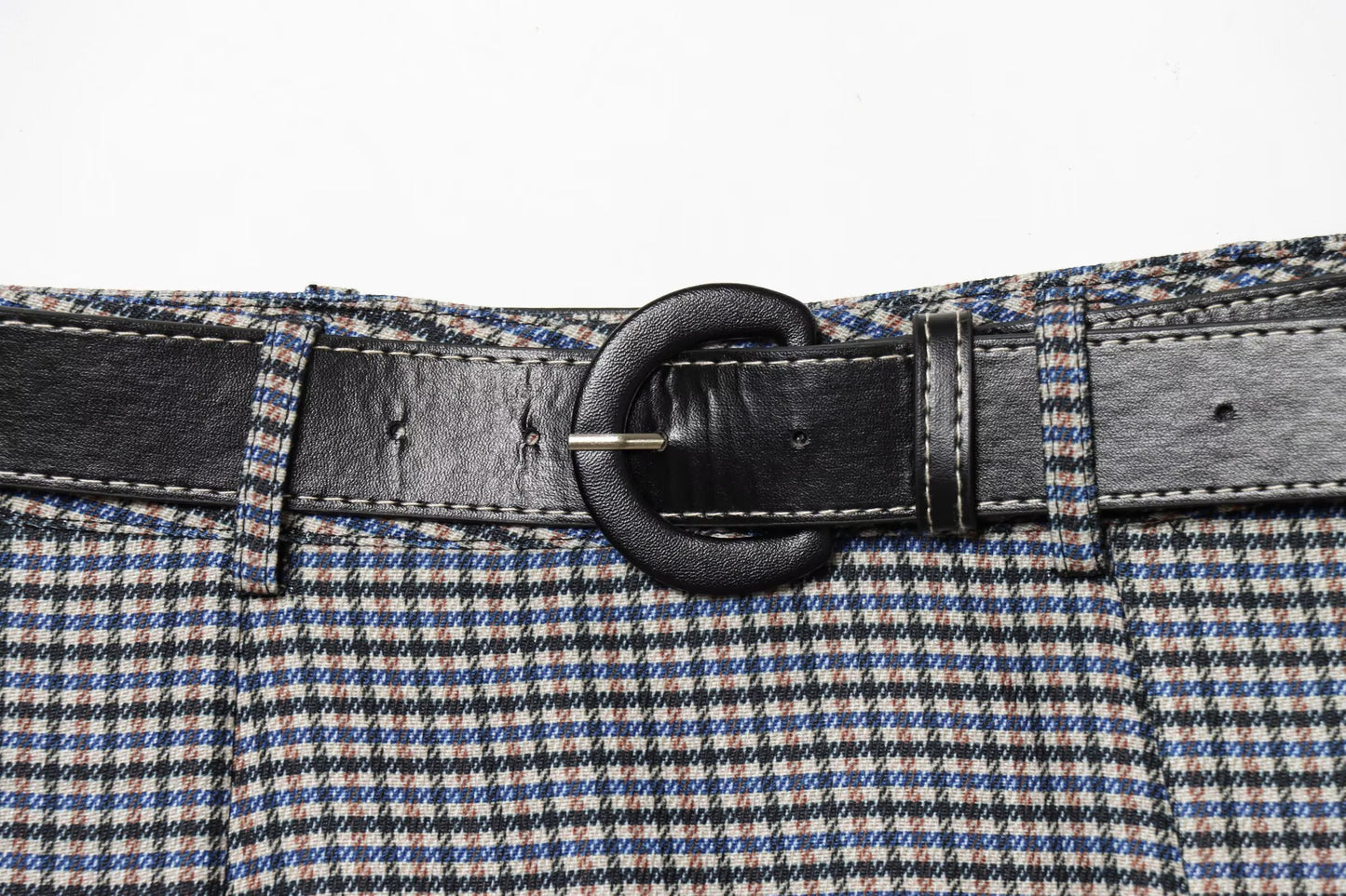 Women's With Belt Casual Plaid Midi Skirt