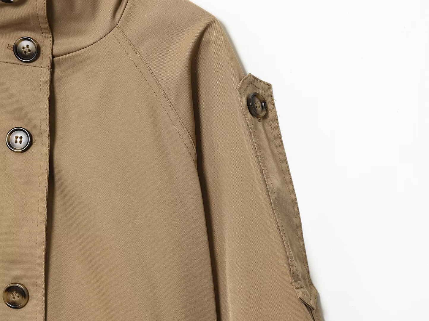 Women's New Fashion With Belt Short Double breasted Windbreaker Coat