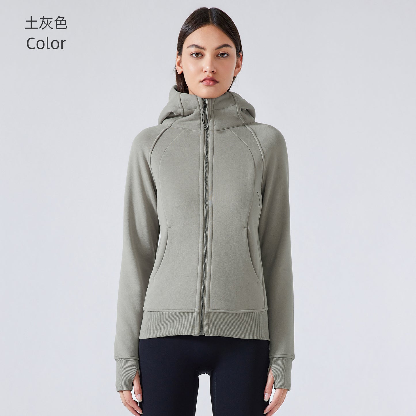 Women's new padded warm hooded coat outdoor fitness sweater yoga jacket