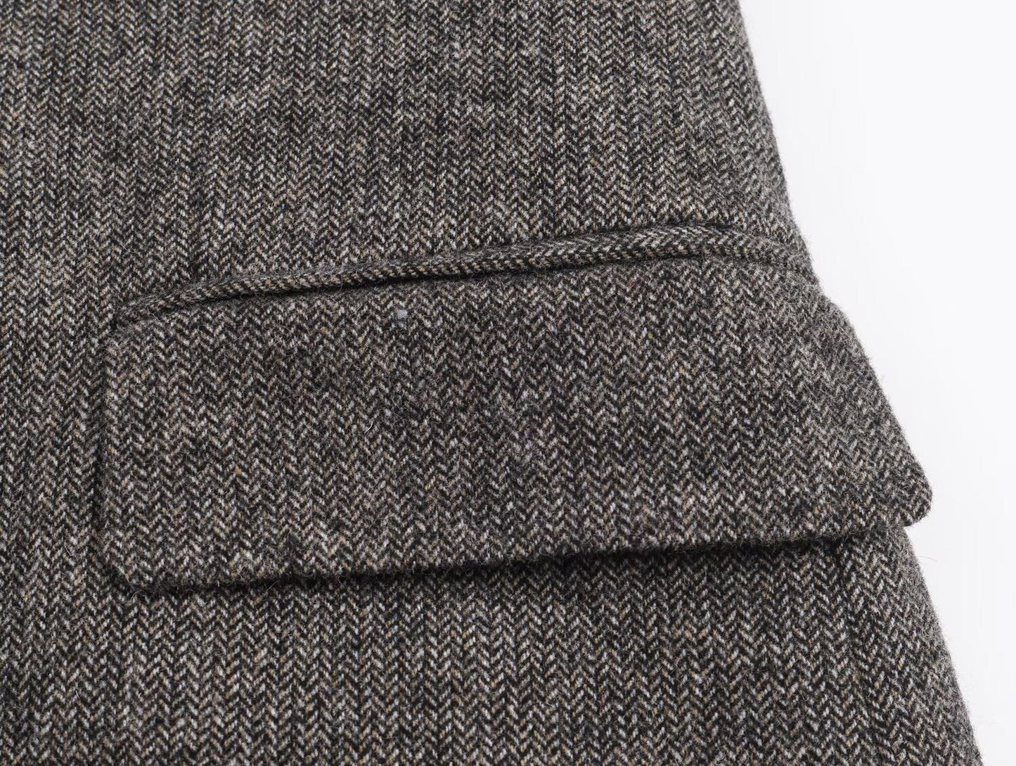 Women's herringbone twill wool blend Blazer Coat