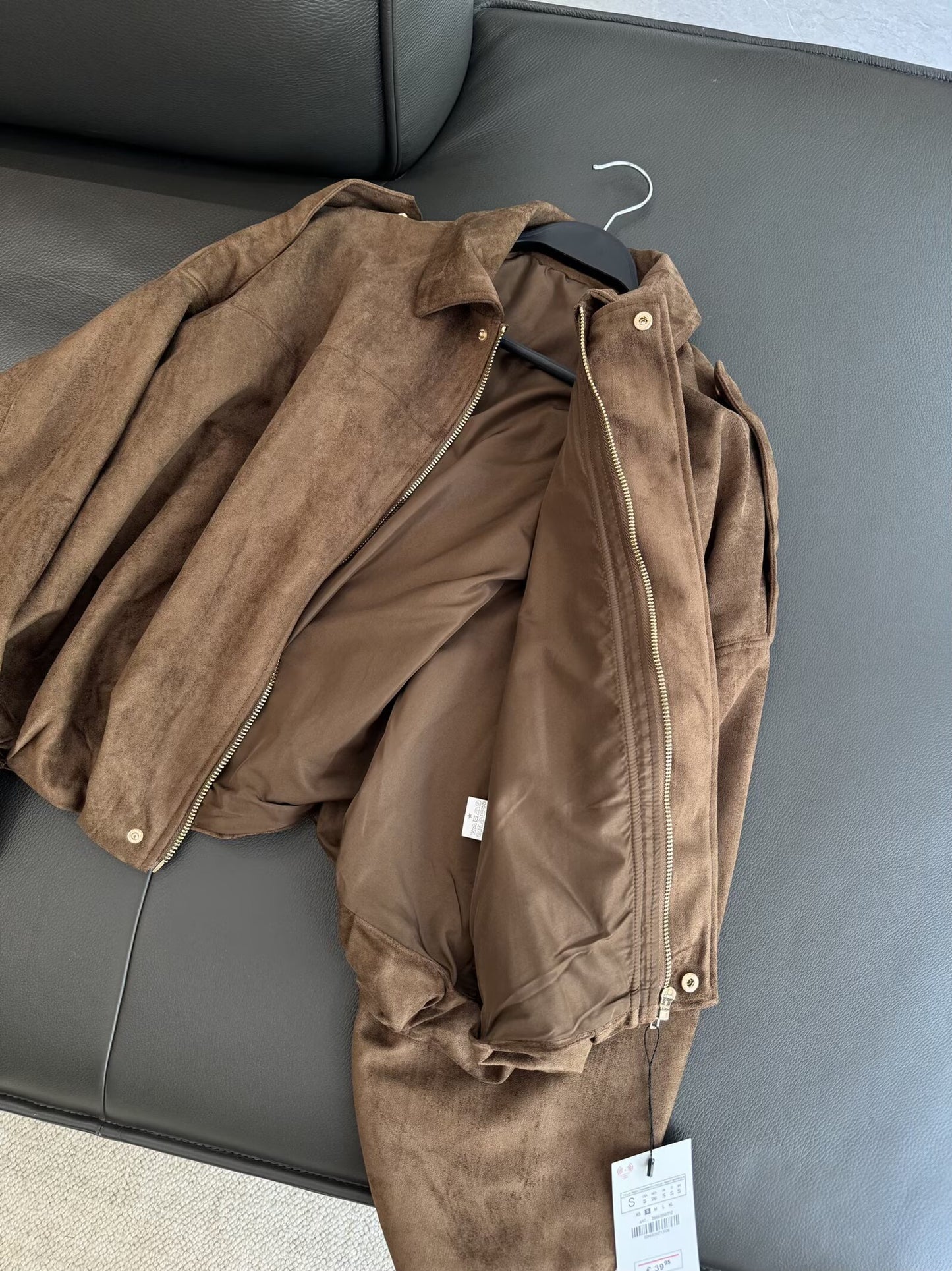 Women's new fashion casual Lapel suede Leather flight jacket Coat