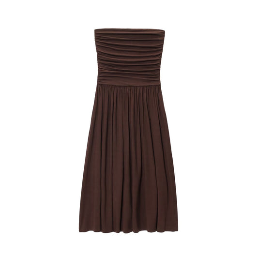 Summer women's fashion vacation style strapless pleated MIDI dress
