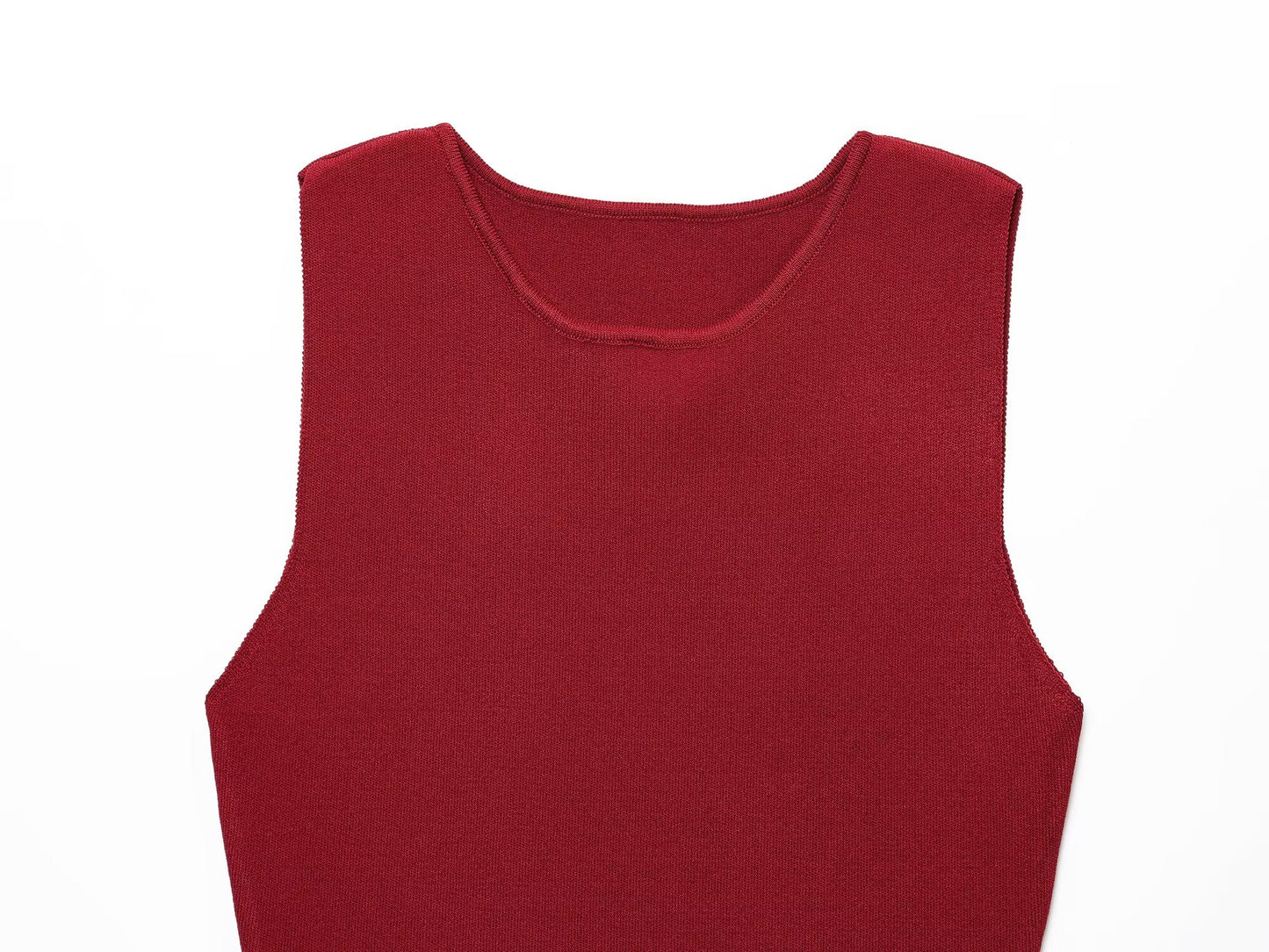 Women's New Fashion sleeveless Slim patchwork knitted MIDI dress