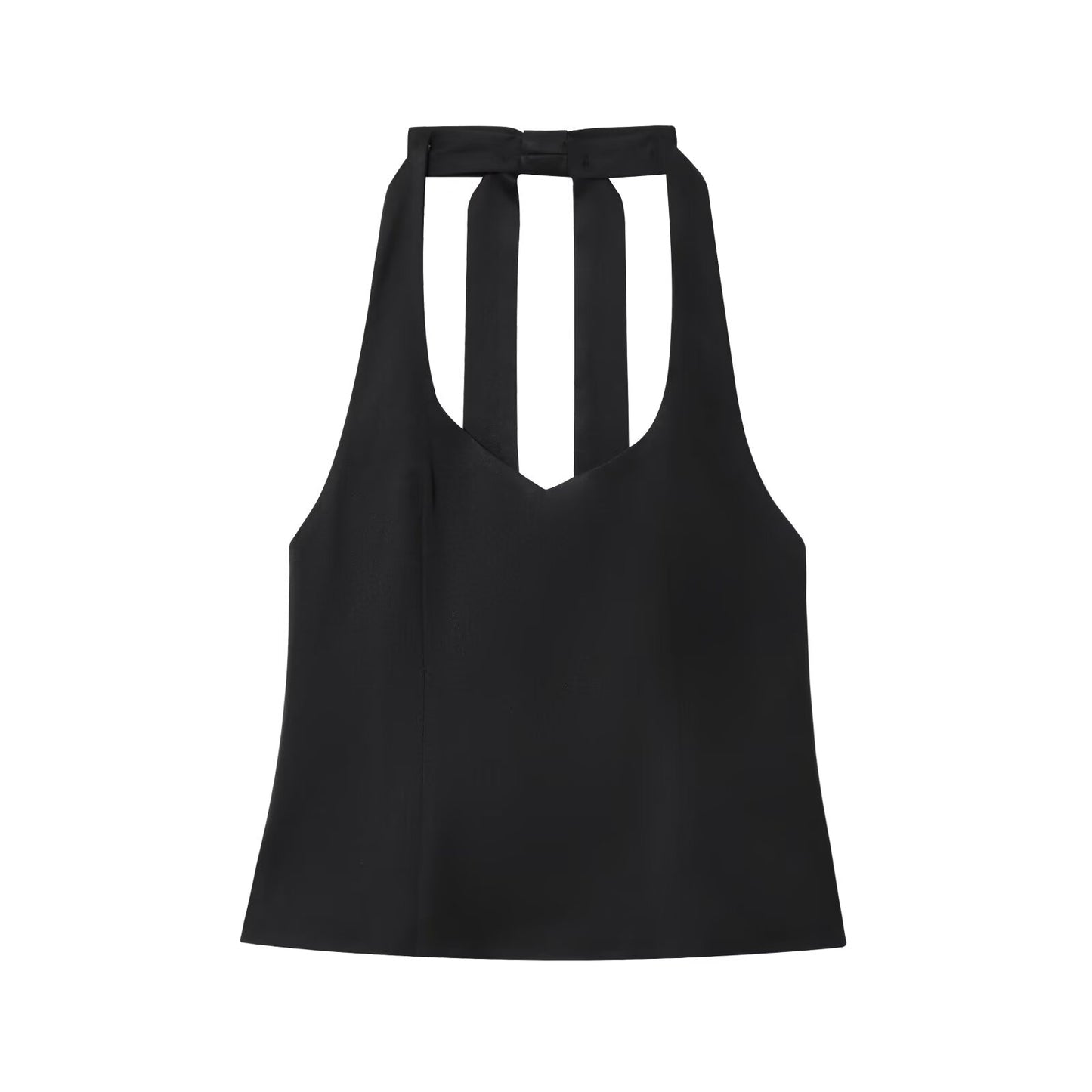 Women's new fashion back bow decoration tight hanging neck top