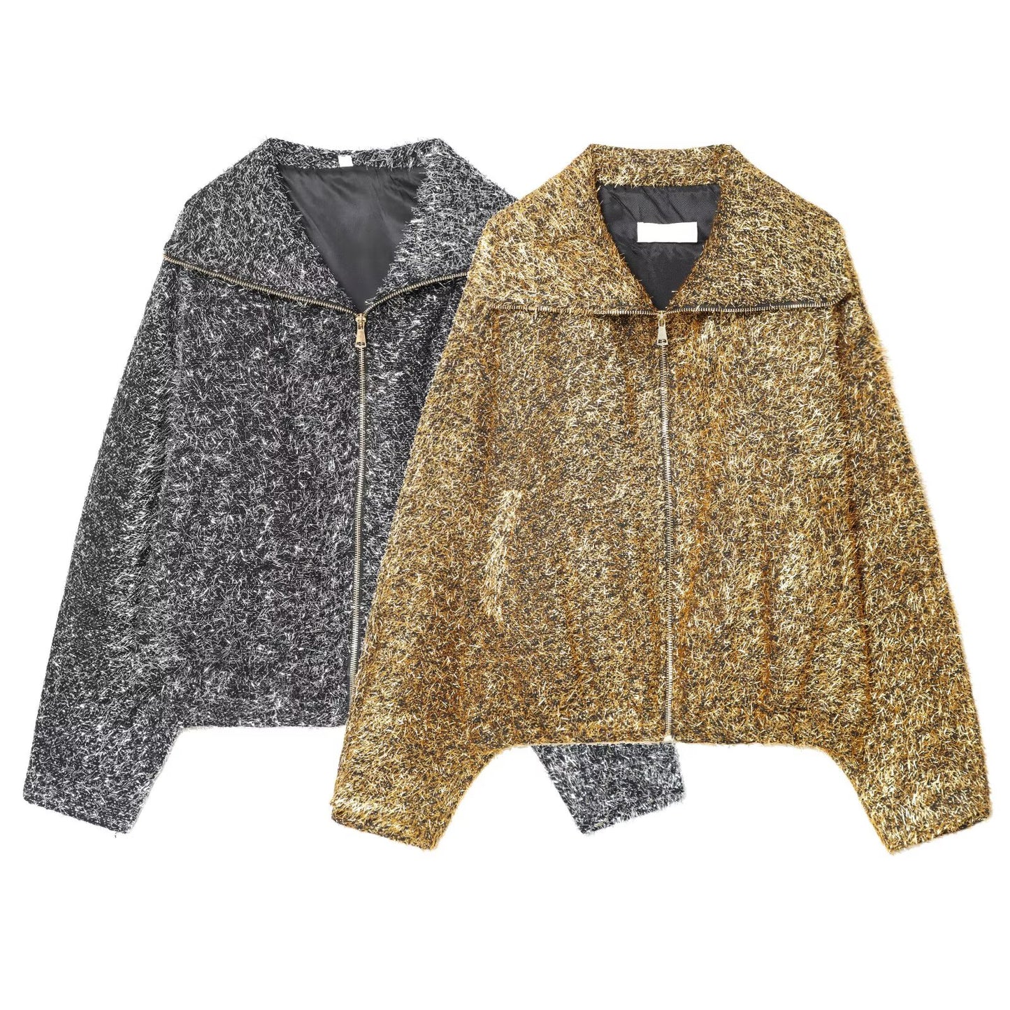 Women's lapel metallic line pilot jacket Coat